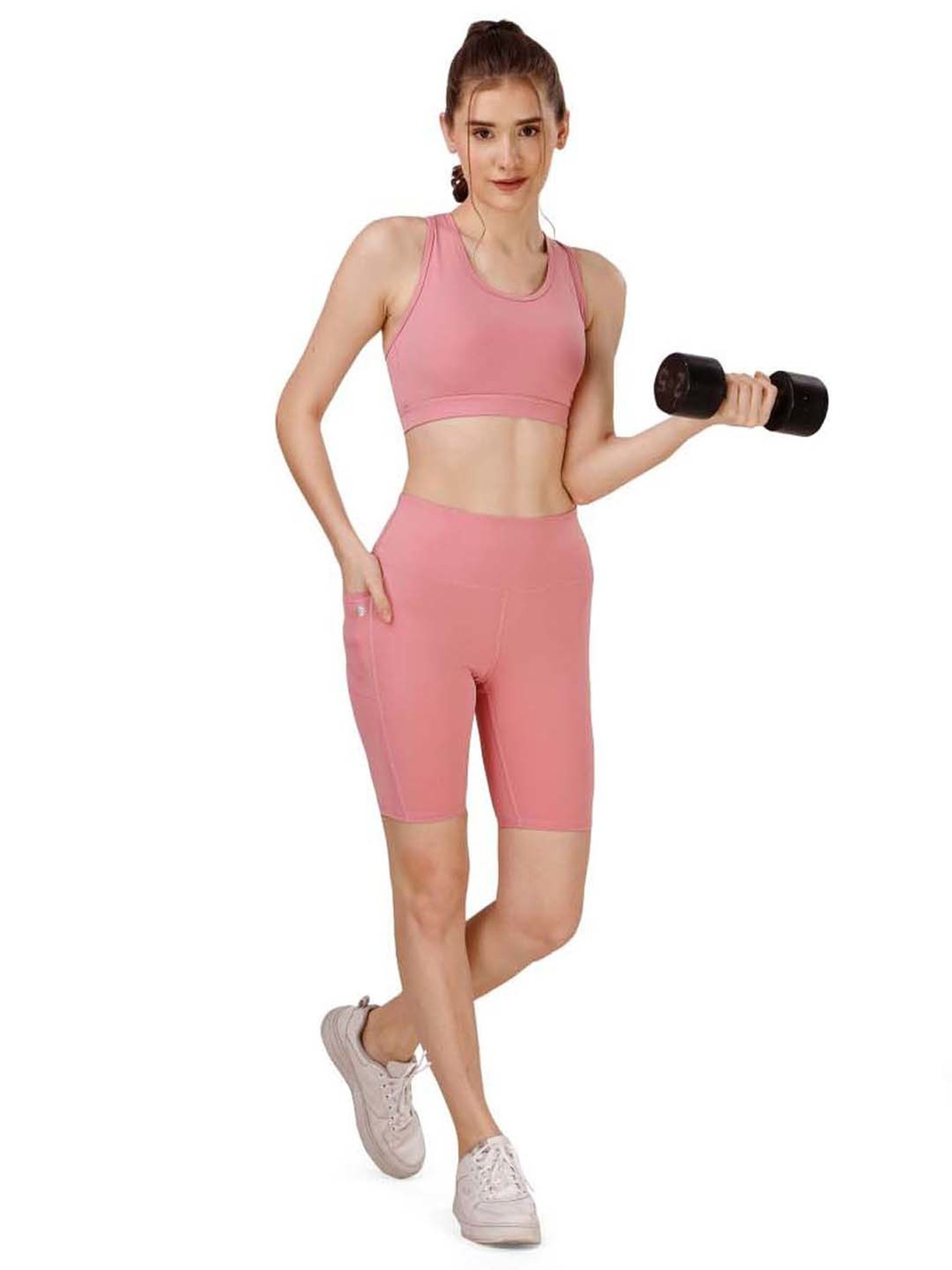 Soie Pink Sports Bra Shorts Set