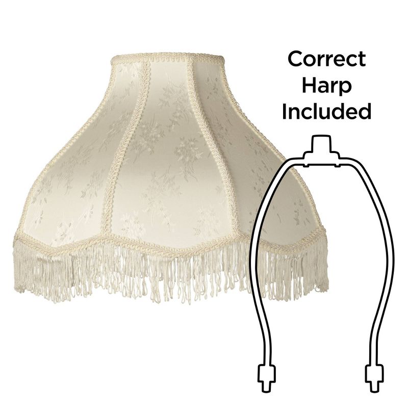 Brentwood Cream Large Scallop Dome Lamp Shade 6" Top x 17" Bottom x 11" High x 12" Slant (Spider) Replacement with Harp and Finial