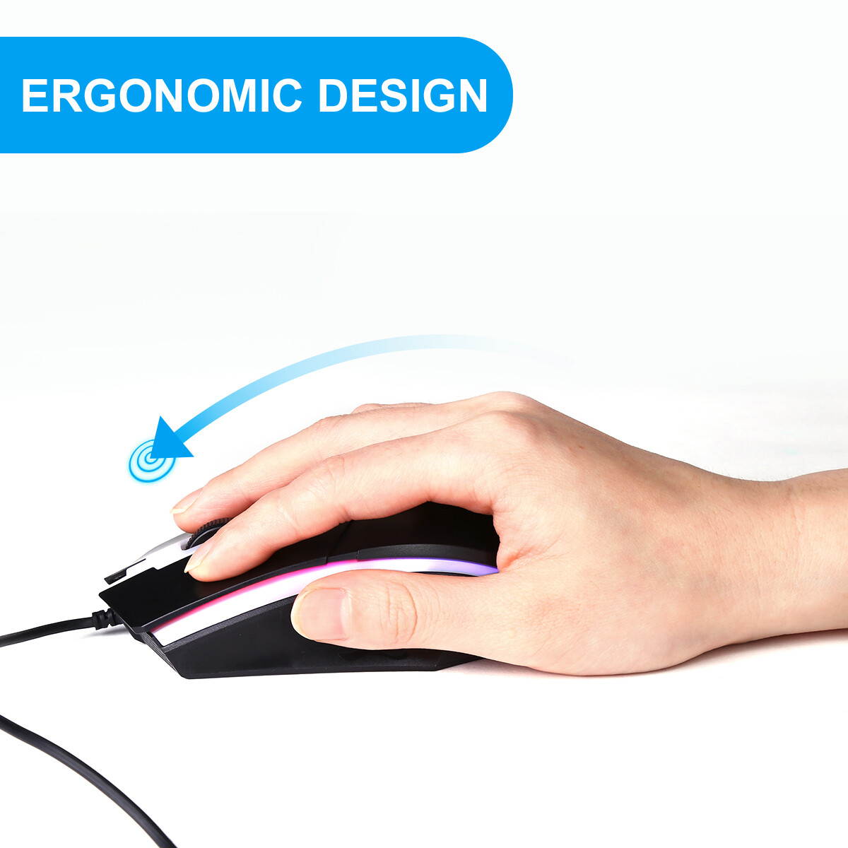 FirstPower Gaming RGB Keyboard and Mouse LED Colorful Backlit Ergonomic Design Wired Keyboards for PC Computer Laptop