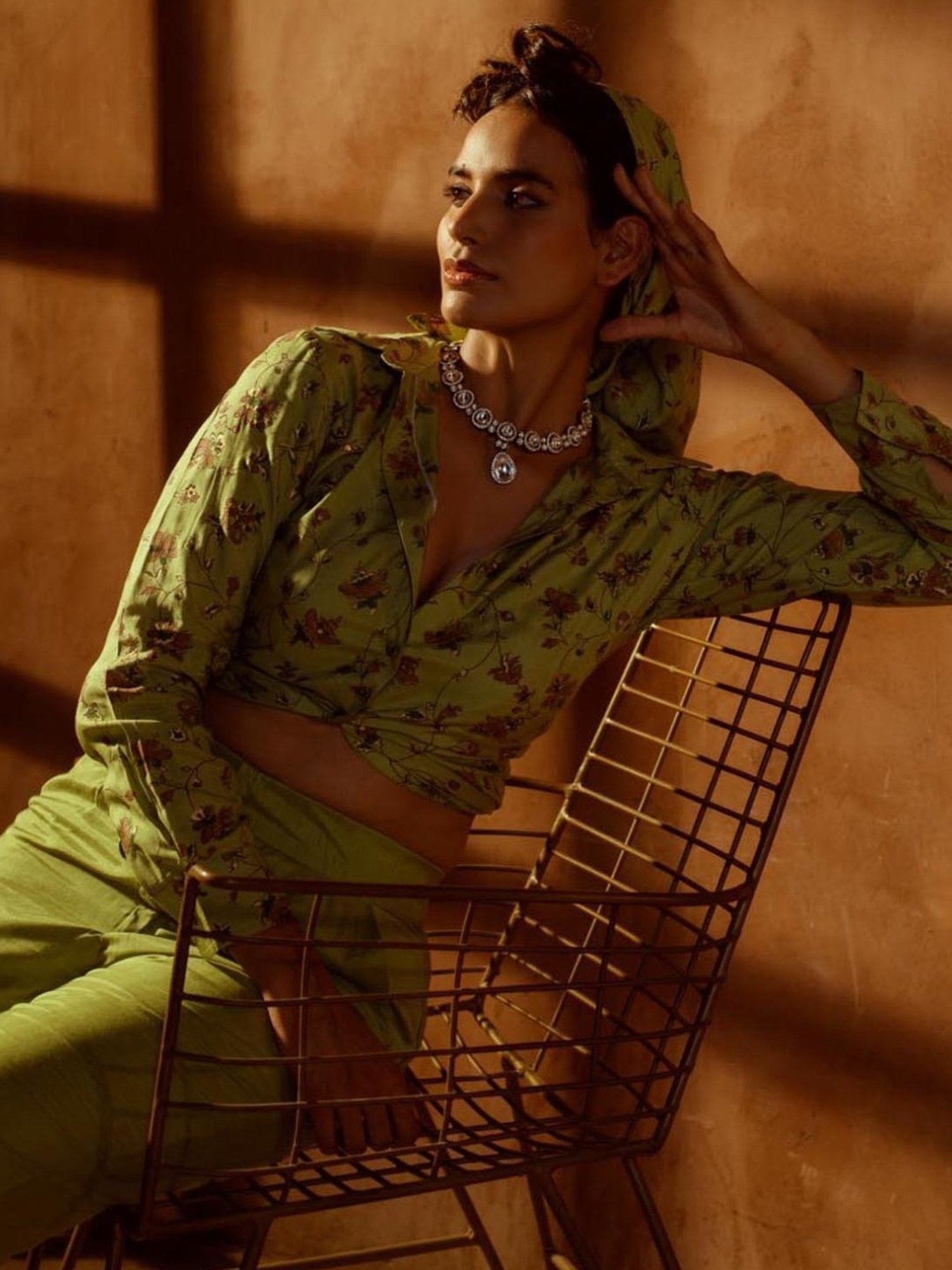 Prakriti Jaipur Green Aarya Jaal Shirt