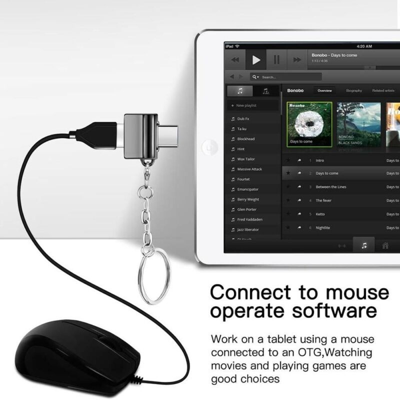 USB C to USB Adapter with Keychain, USB Type-C to USB2.0 Converter for USB C PD Charger Mouse Keyboard Flash Disk, Gold