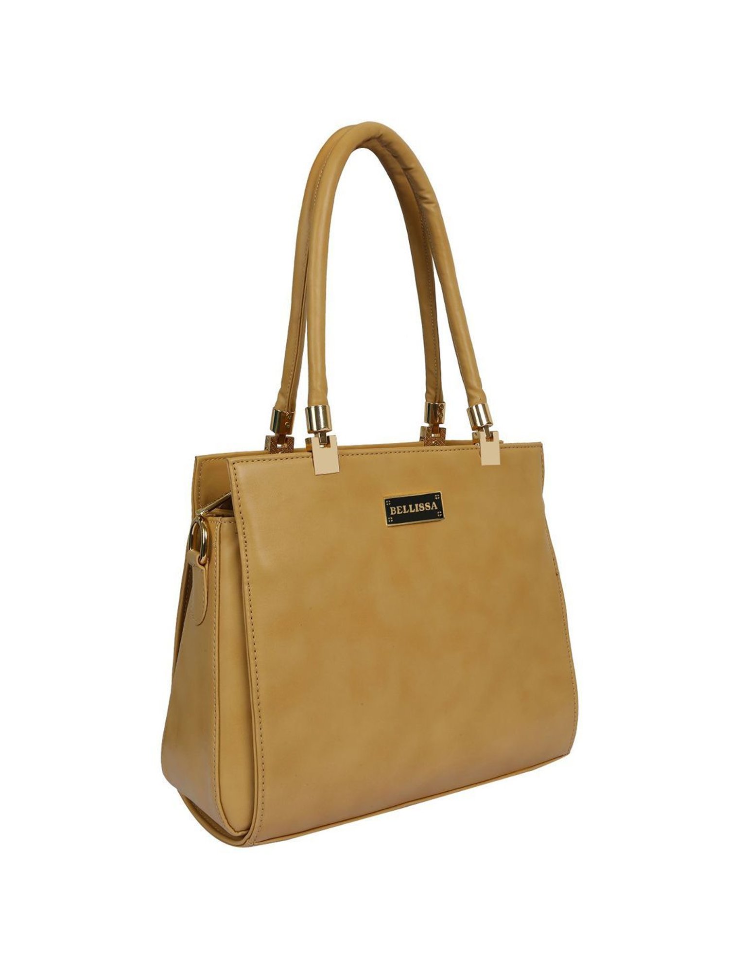 Bellissa Beige Solid Medium Premium Shoulder Handbag
