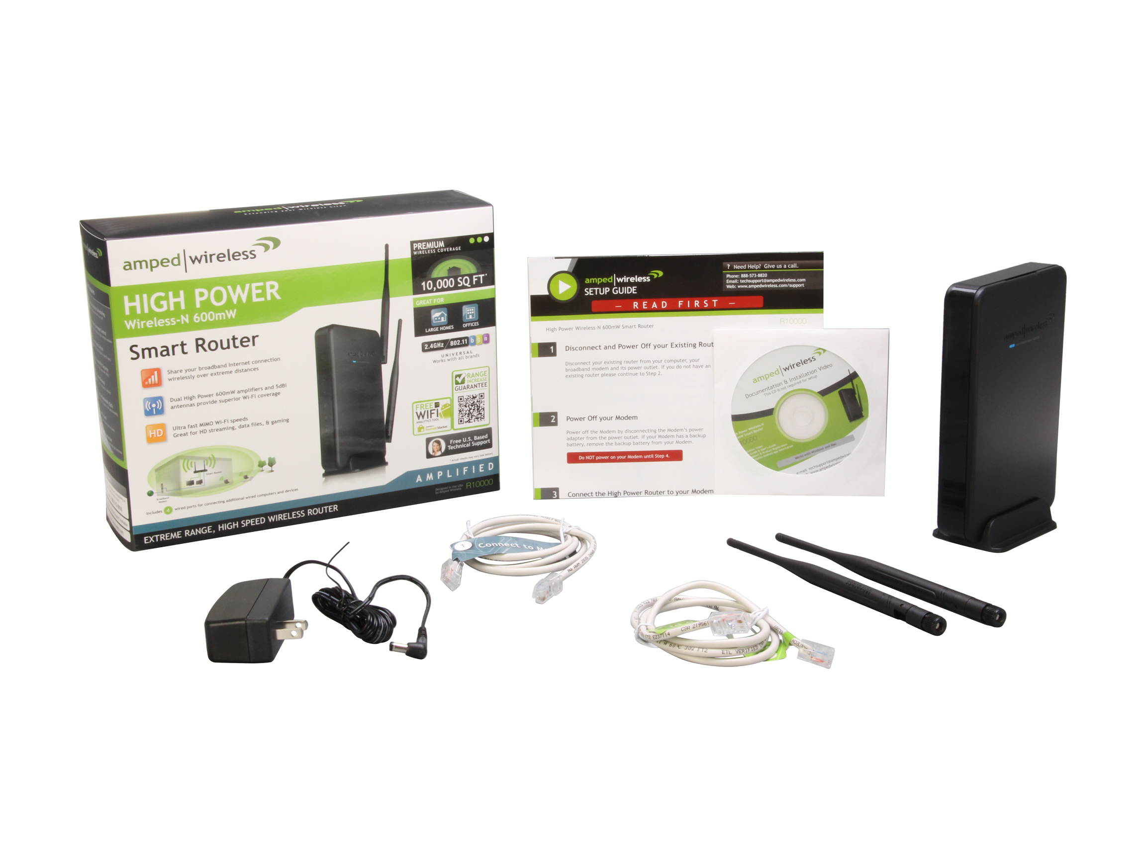 Amped Wireless R10000 High Power Wireless-N 600mW Smart Router