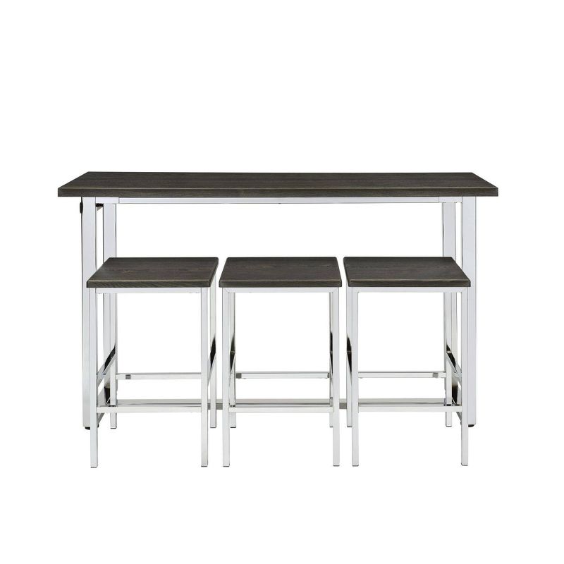 Nadine Multipurpose Bar Dining Table Set Chrome - Picket House Furnishings