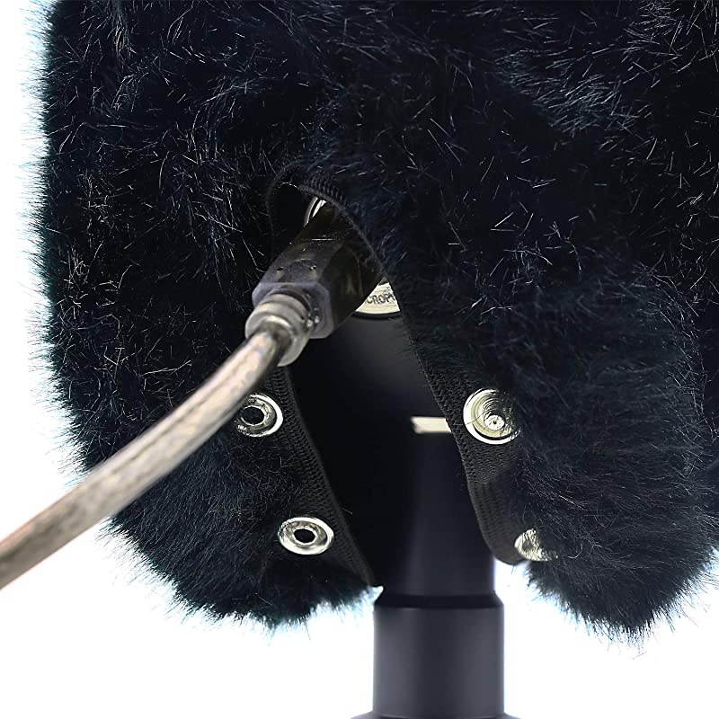 Furry Windscreen Muff - Customized Pop Filter for Microphone, Deadcat Windshield Wind Cover for Improve Blue Snowball iCE Mic Audio Quality (Black)