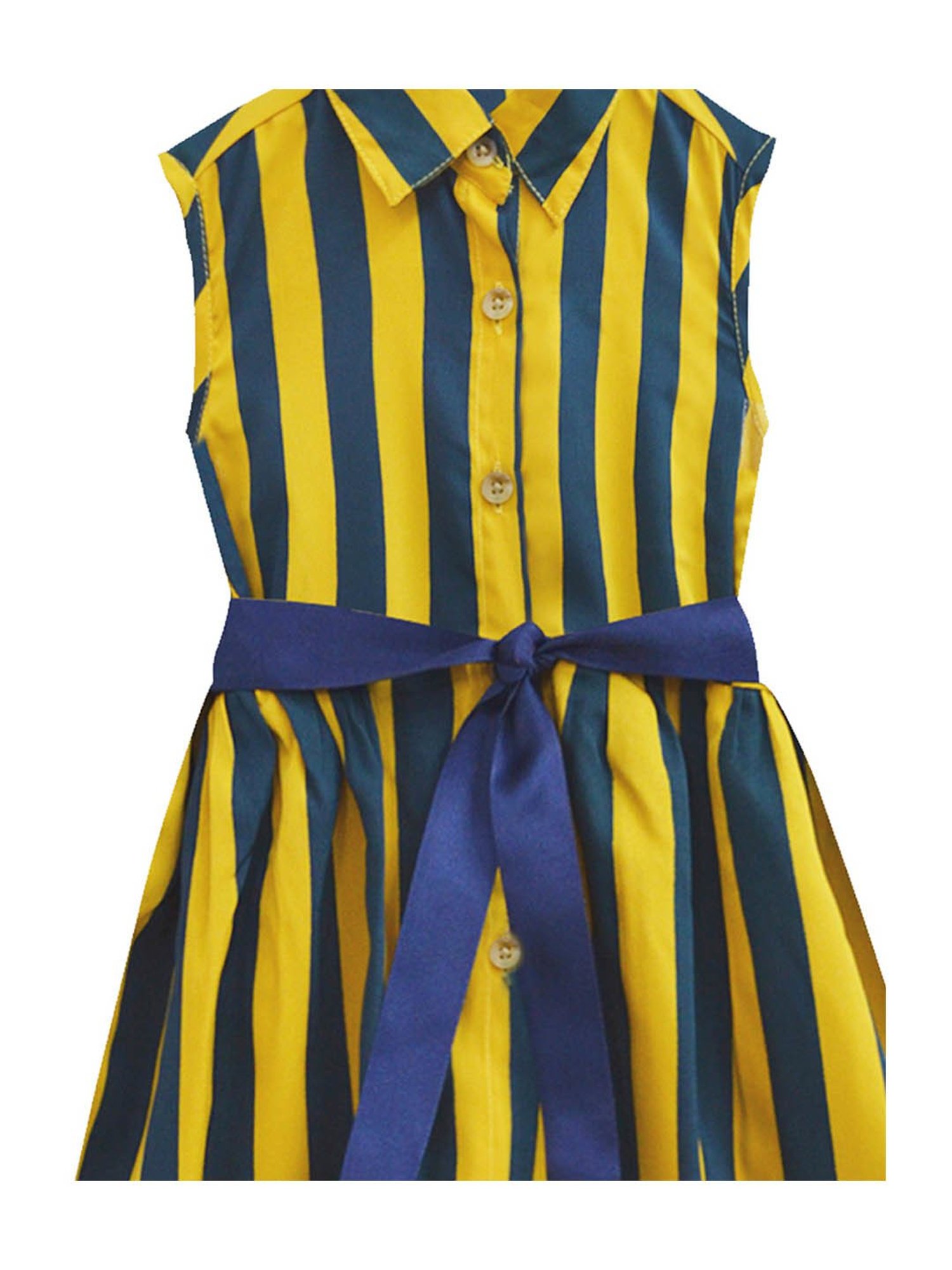 A.T.U.N. Mustard & Navy Striped Shirt Dress