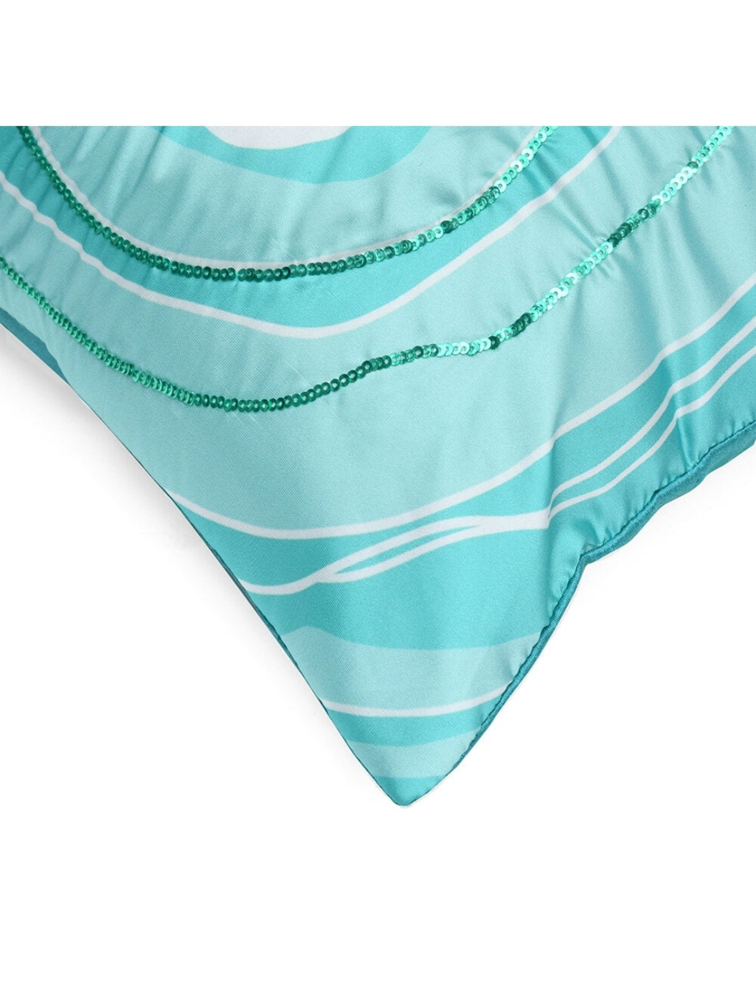 @home by Nilkamal Abstract Dupion Cushion Cover|Pack of 1|16 x 16 inches|White & Blue