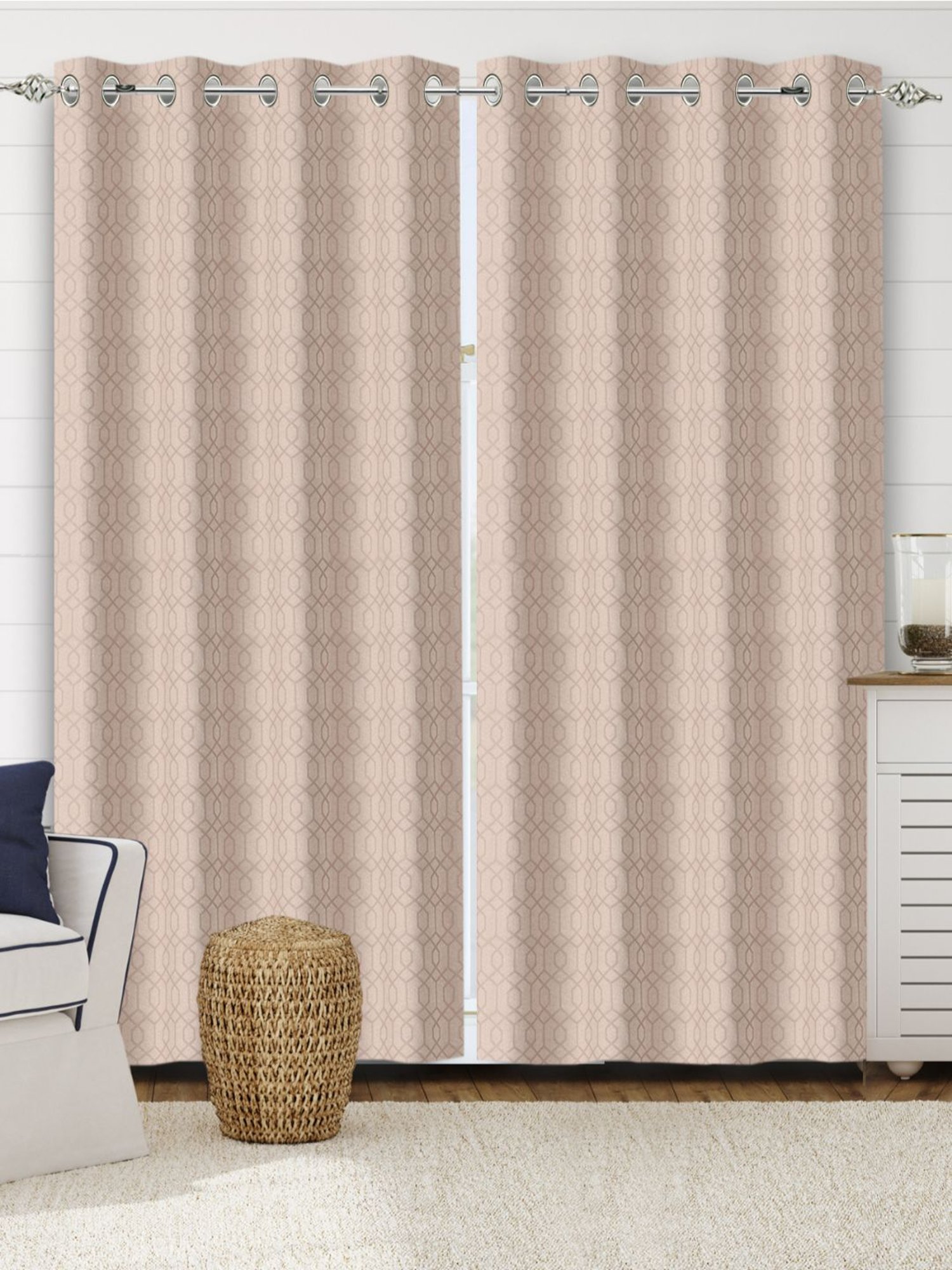 Saralhome Luxe Cotton Long Door Curtains 2pc, Beige. 4X9 Feet