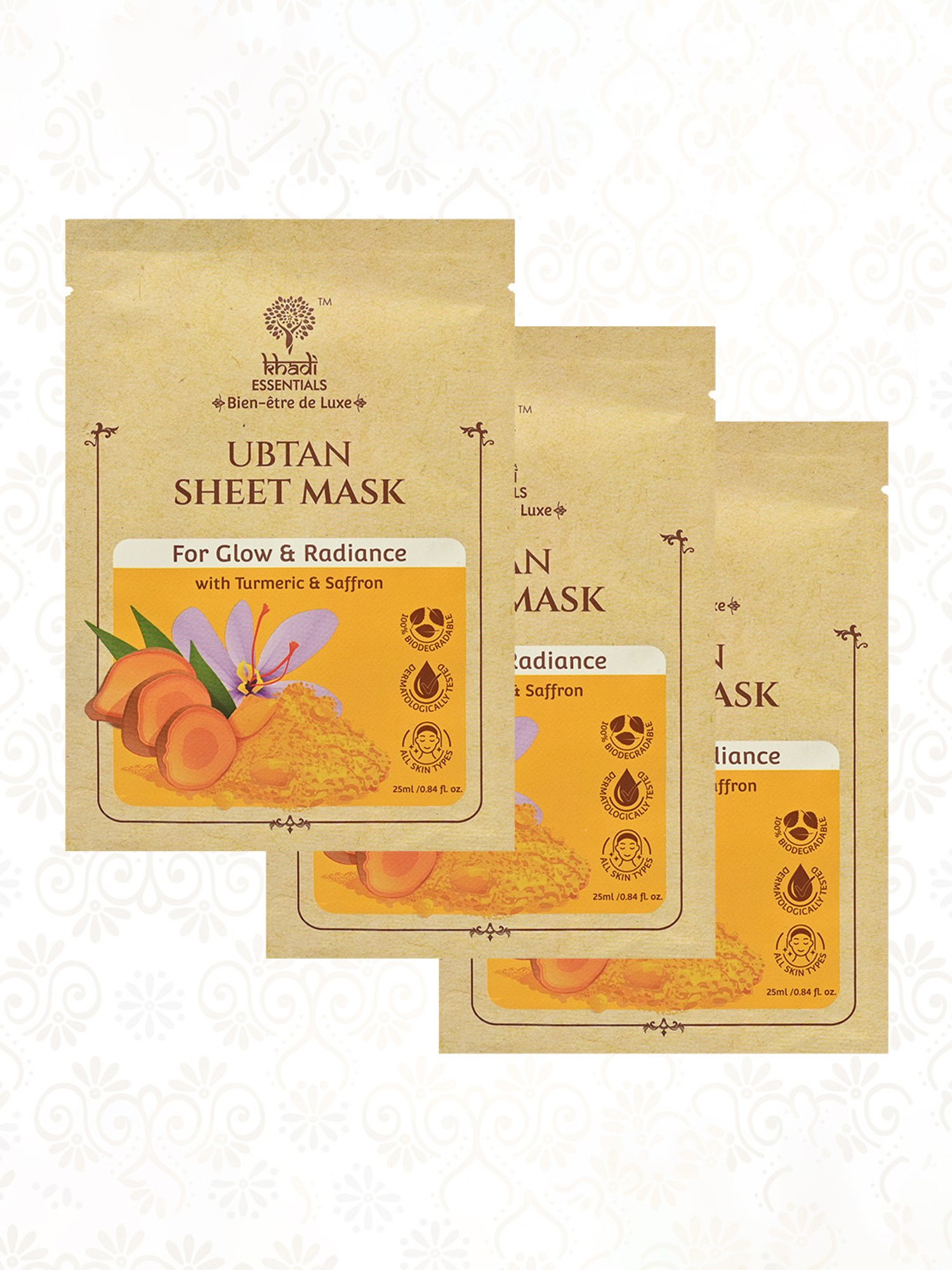 Khadi Essentials Ubtan Sheet Mask - Pack of 3