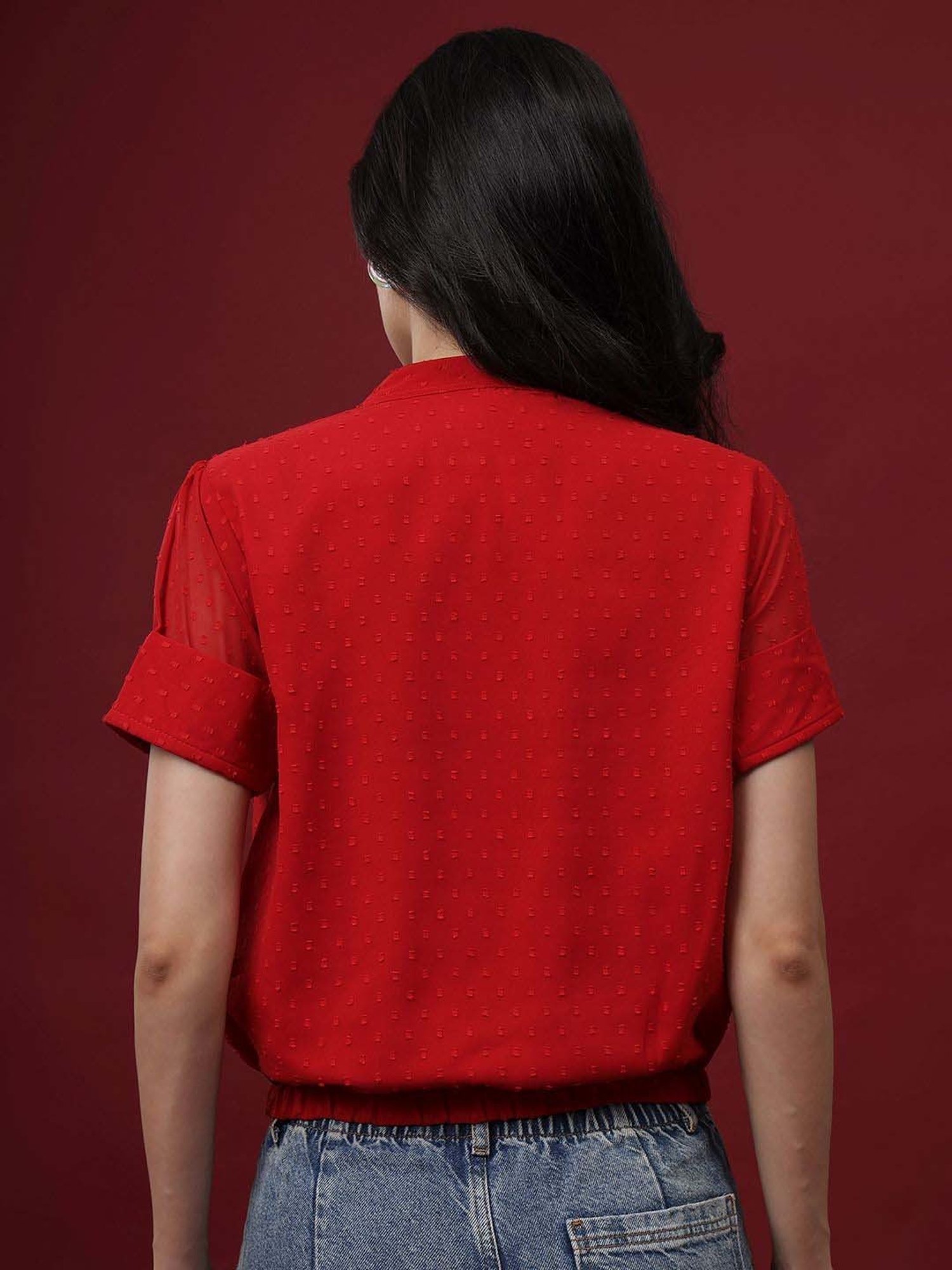 NEUDIS Red Self Pattern Top
