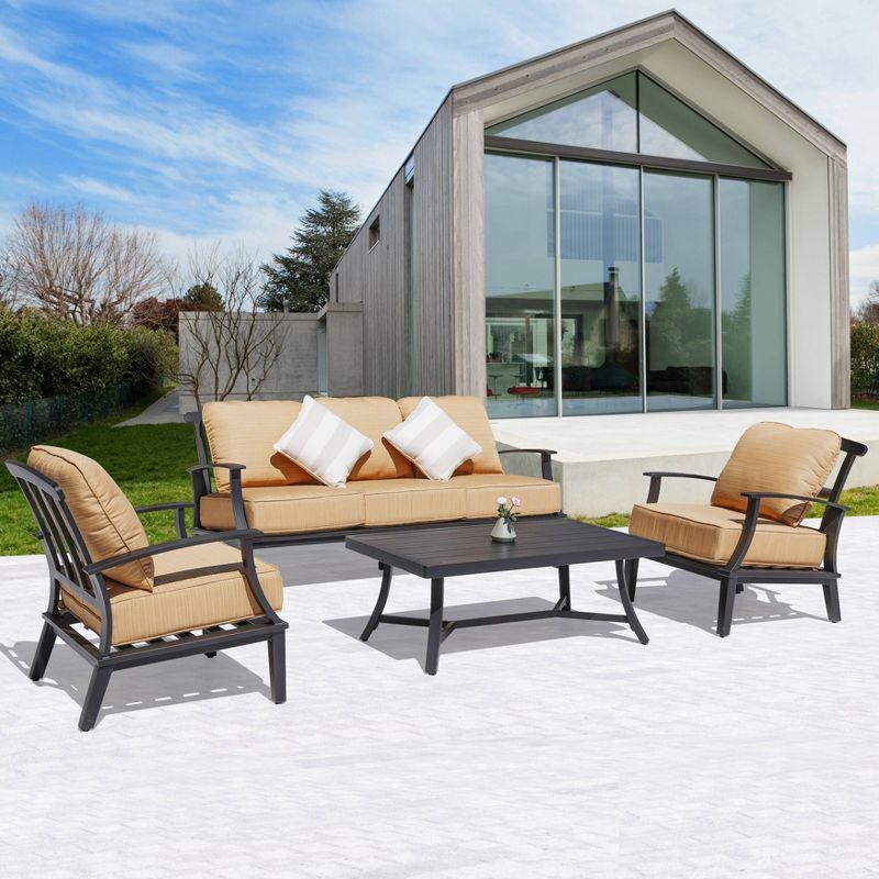 4pc Outdoor Aluminum Sofa Set Dark Gray - Nuu Garden