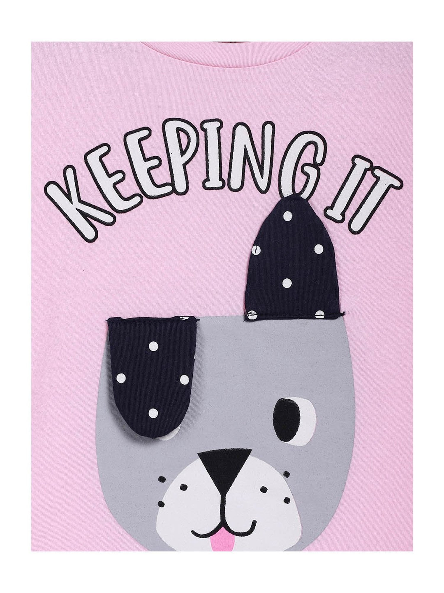 Lazy Shark Kids Pink & Navy Printed  Top with  Shorts