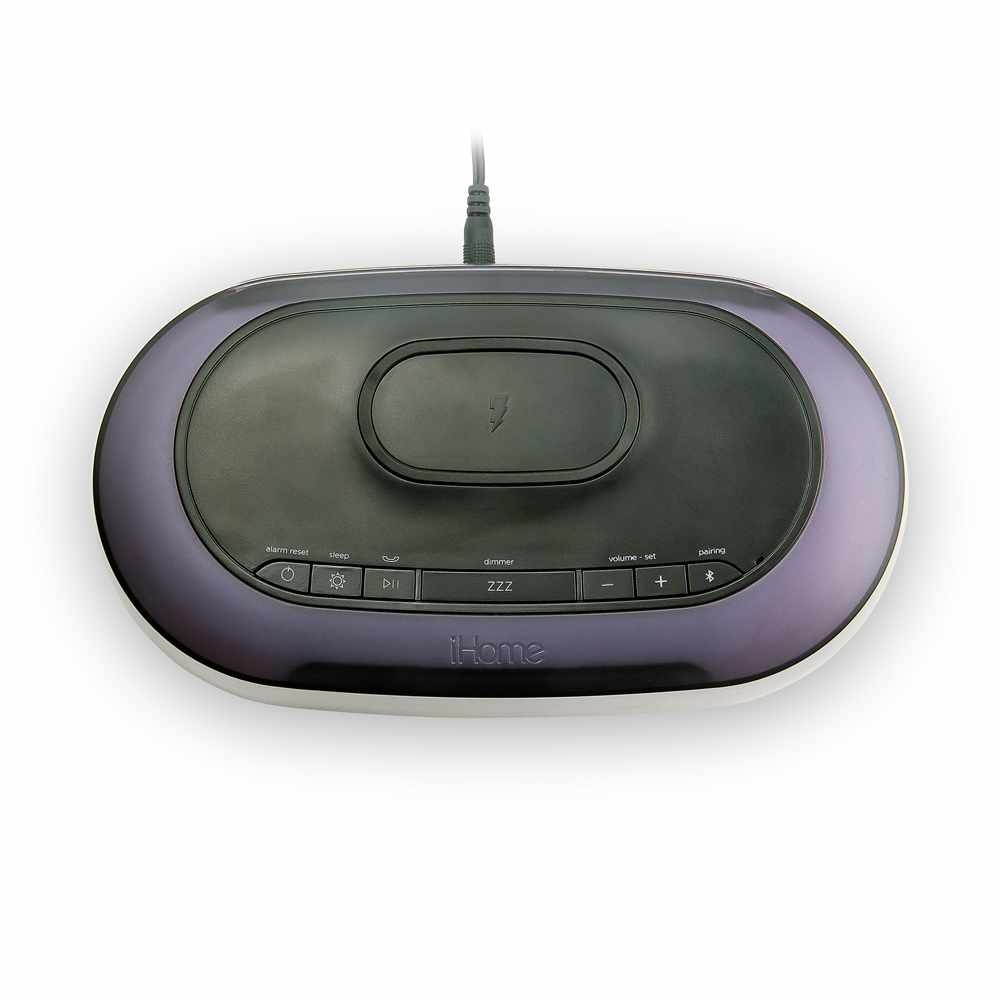 ihome ibtw281 alarm clock radio wake to light bluetooth speaker with color changing and wireless qi fast charging builtin dual alarm digital clock with dimmer, snooze, battery backup and usb charging