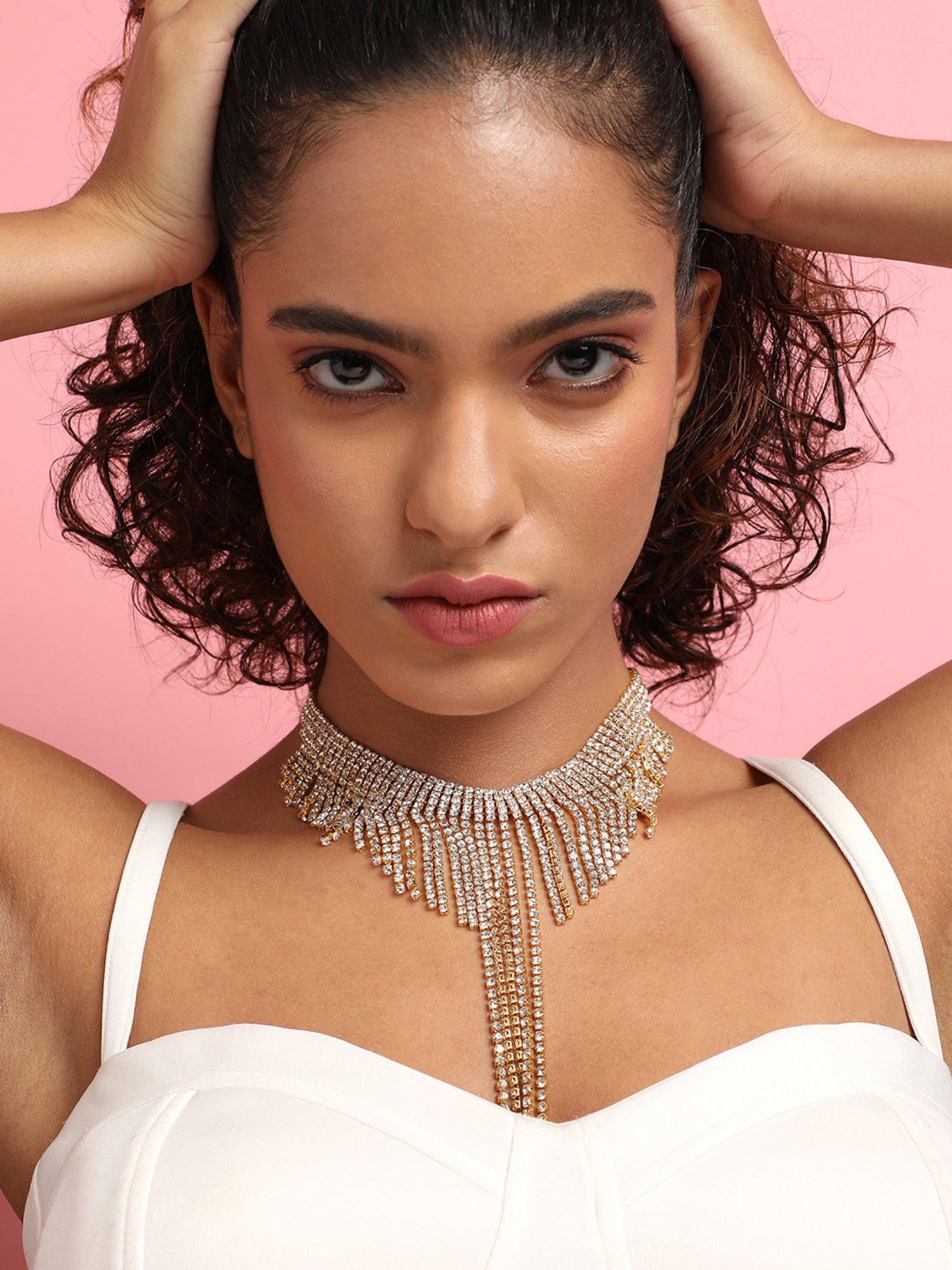 SOHI Fringe Bling Statement Necklace For Women