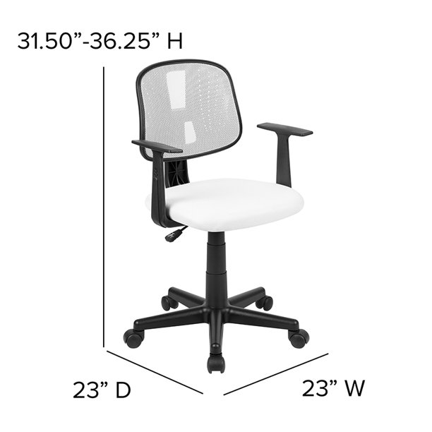Back White Mesh Swivel Task Office Chair with Arms
