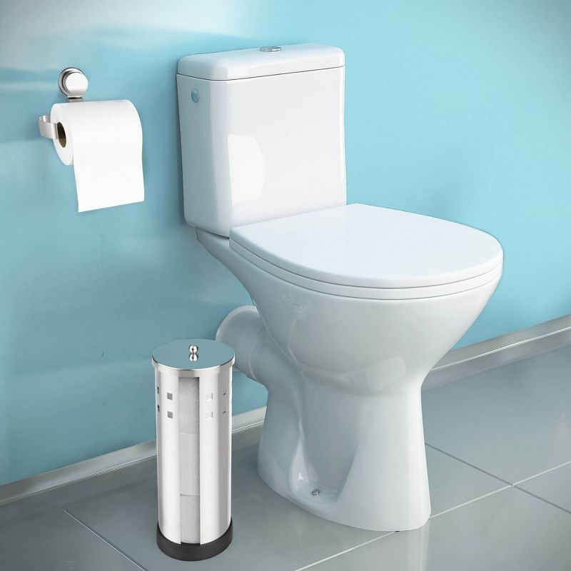 Freestanding Rust Resistant Toilet Paper Holder Storage Canister Chrome - Hastings Home