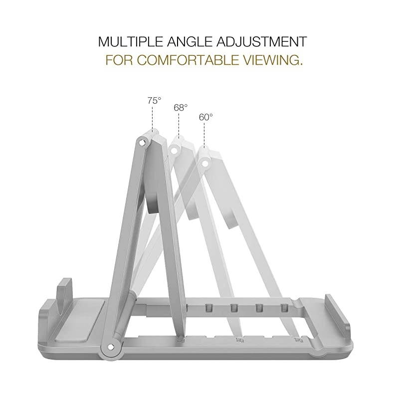Phone/Tablet Stand, Foldable Desktop Holder Fit with iPhone 12 Pro Max / 12 Mini, 11 Pro Max, iPhone SE, iPad Pro 11, 10.2 (8th Gen), Air 4 10.9, Air 3, Mini 5, Galaxy S20, Tab S7, Gray