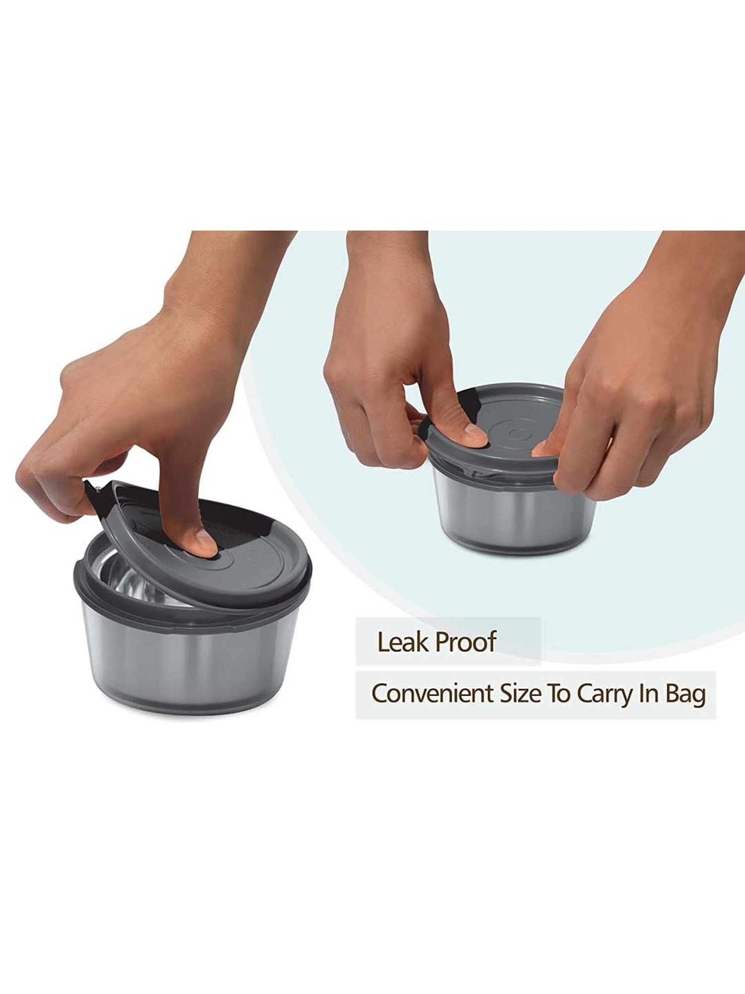 Milton Nutri Lunch Box Elegant Tiffin With Microwavable Steel Container Set 2 Pcs, 700 ml, Orange