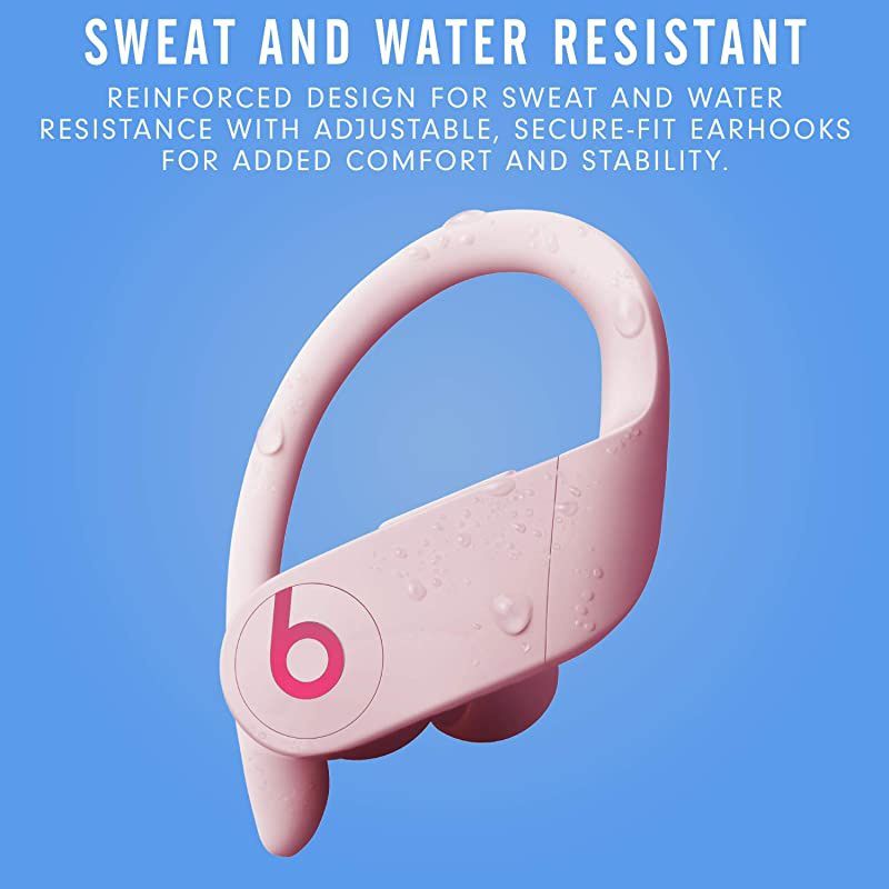 Power Pro Wireless Earbuds - Apple H1 Headphone Chip, Class 1 Bluetooth Headphones, 9 Hours of Listening Time, Sweat Resistant, Built-in Microphone - Cloud Pink