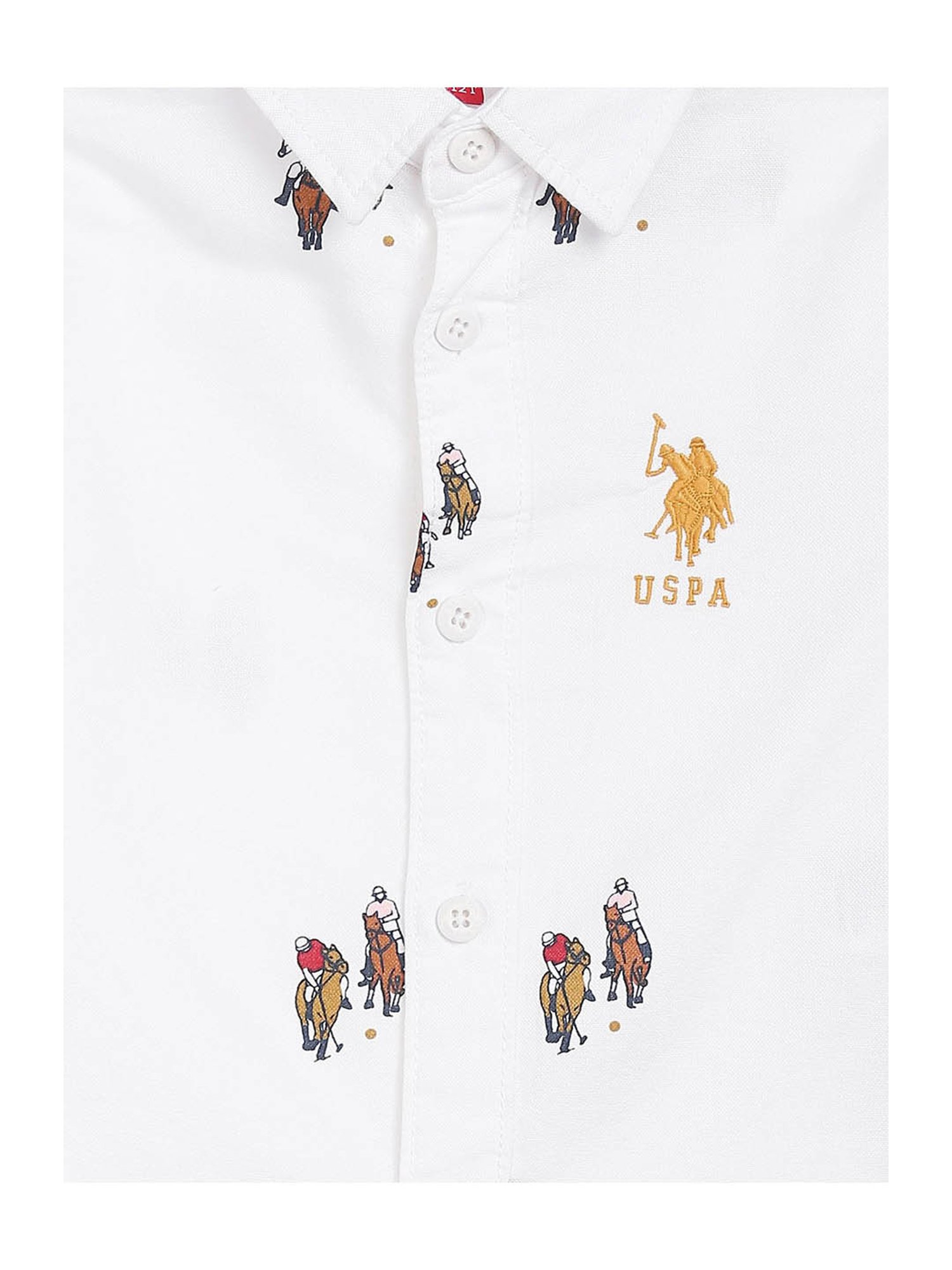 U.S. Polo Assn. Kids White Printed Full Sleeves Shirt