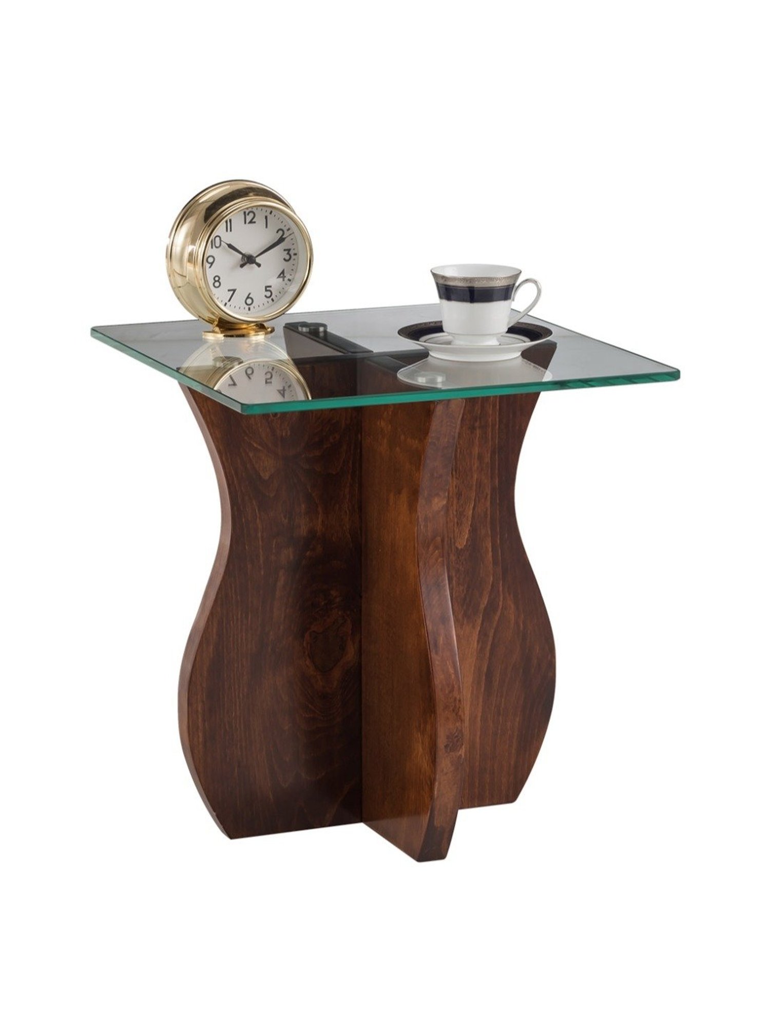 Durian Basil Dark Brown Solid Wood Side & End Table in Oak Finish