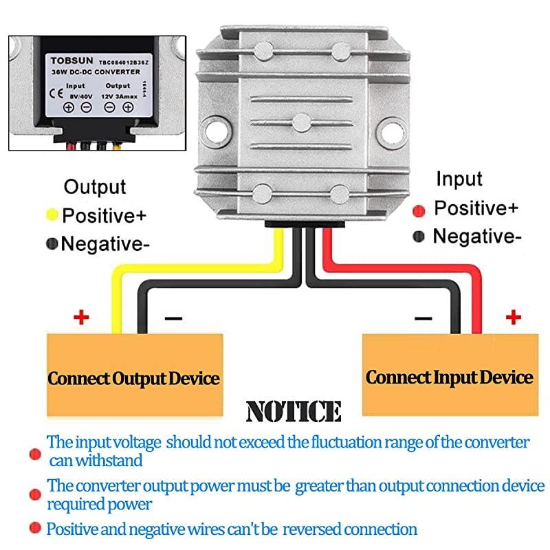 Voltage Reducer Converter 8V40V to 12V 3A 36W Automatic Step Down Up Voltage Regulator Power Converter Waterproof Module Transformer for Golf Cart Club Car