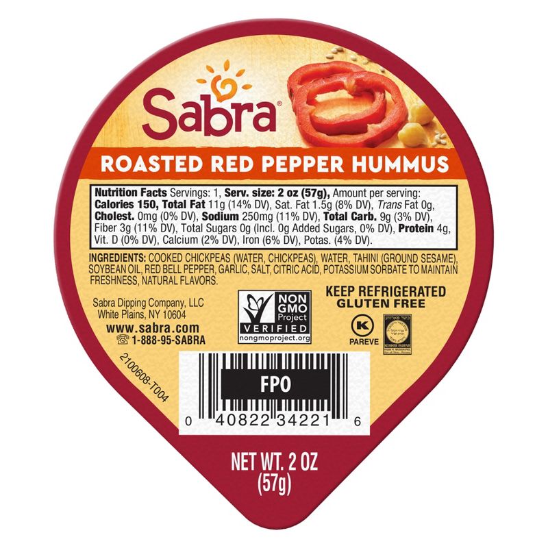 Sabra Roasted Red Pepper Hummus Singles - 12oz/6pk