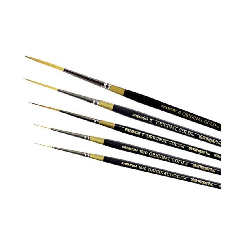 Kingart 5ct Original Gold Script Liner Brush Set