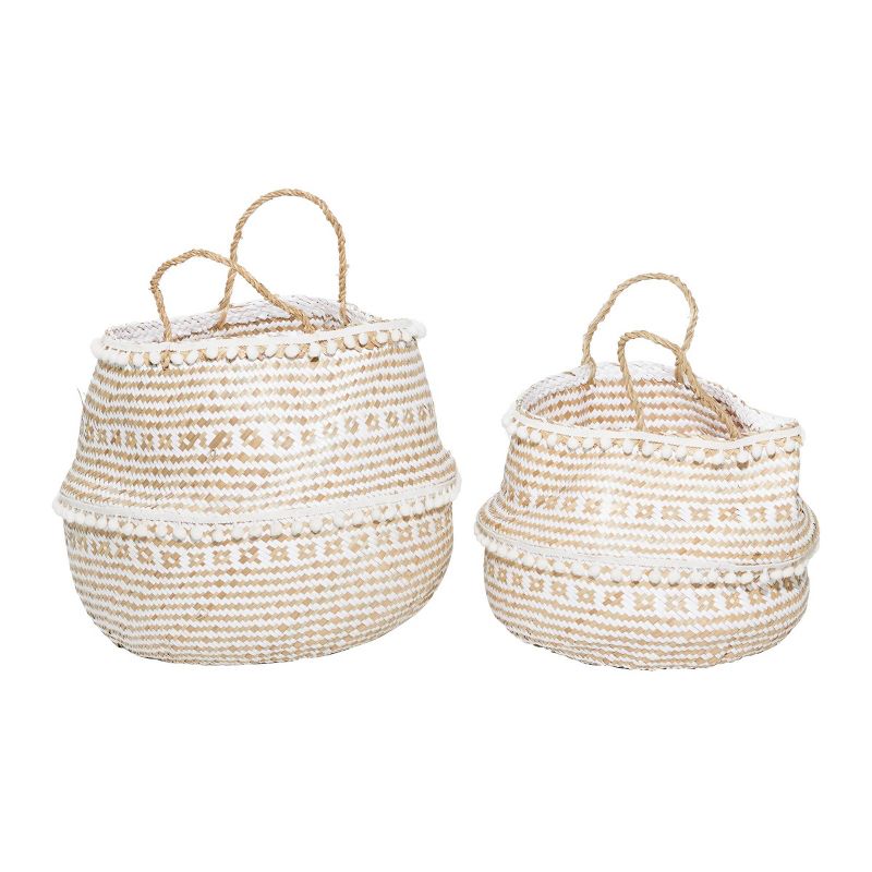 2pk Wood Natural Storage Baskets Brown