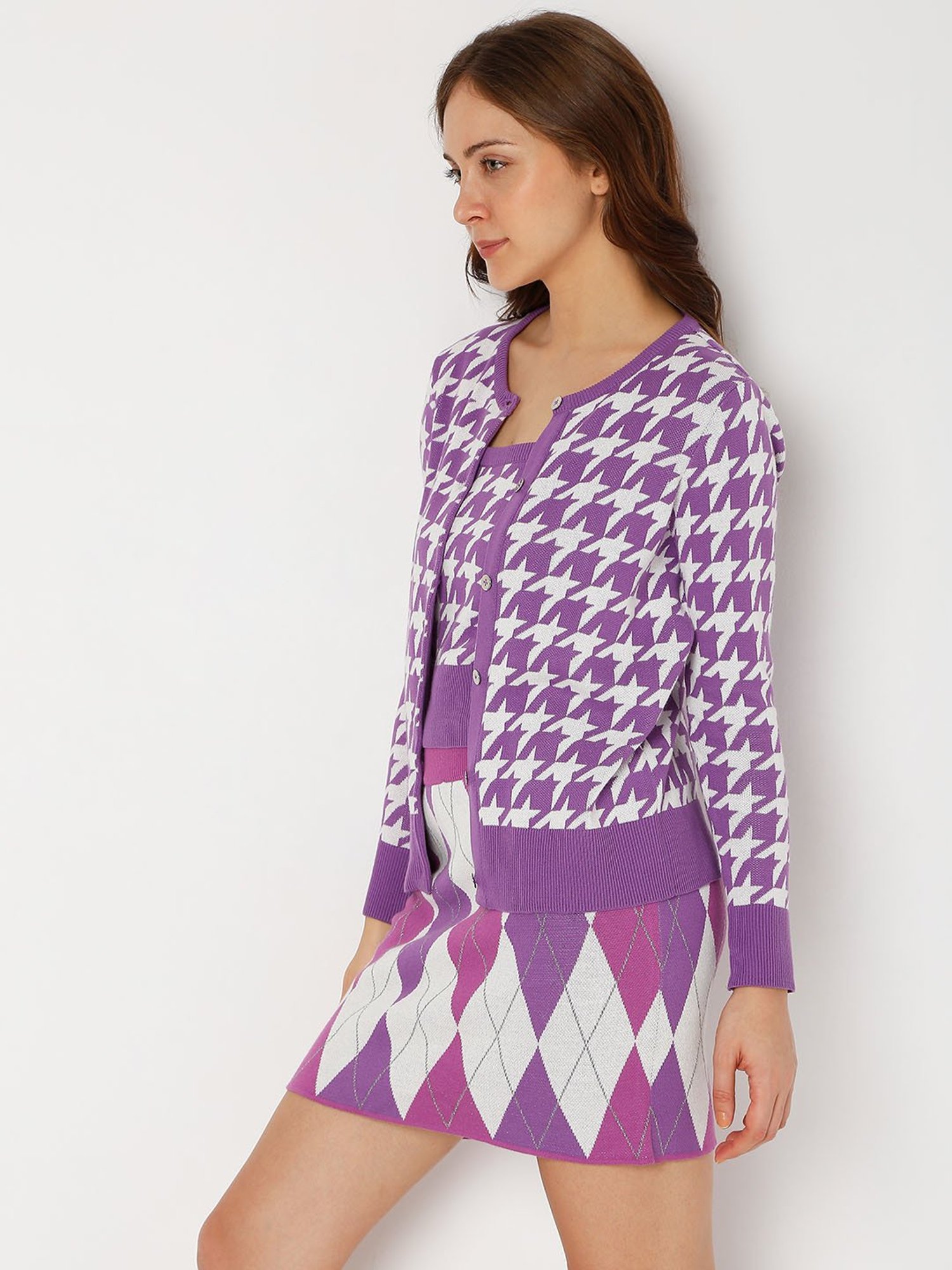 Vero Moda Purple & White Printed Jacket