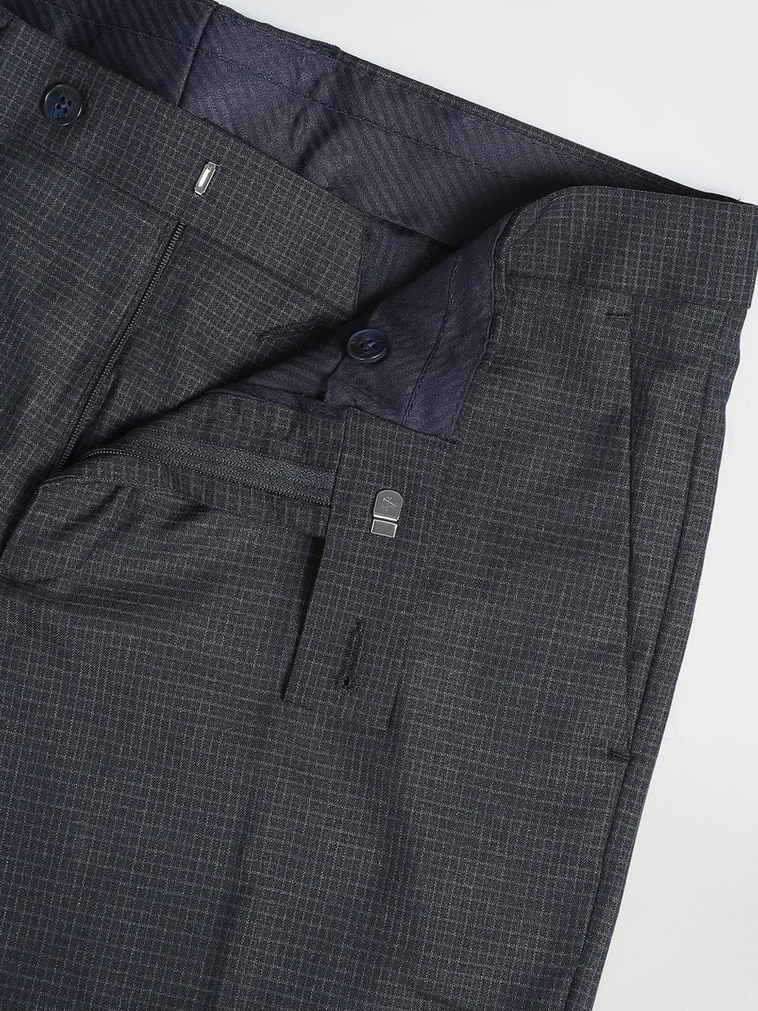 Arrow Blue Regular Fit Checks Trousers