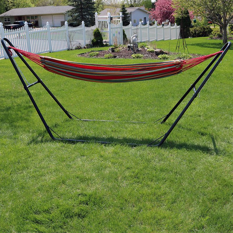 Sunnydaze Large Two-Person Double Brazilian Hammock with Universal Stand - 450 lb Weight Capacity - Sunset
