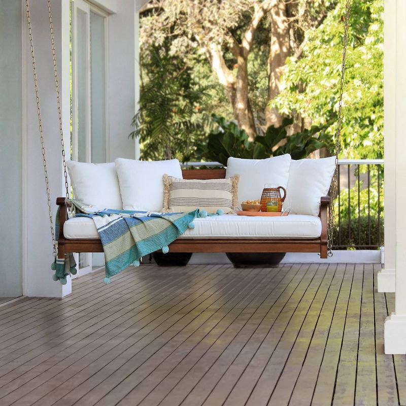 Sopra Wood Patio Swing Daybed with Cushion - White - Cambridge Casual