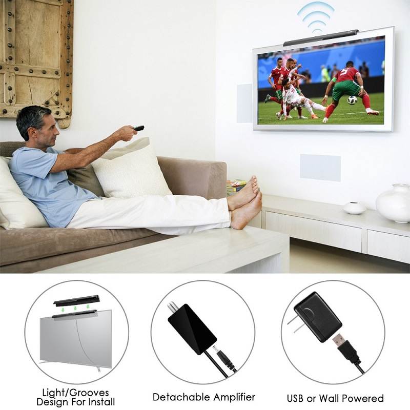 Ochine Indoor Digital HDTV Antenna Amplified TV Antenna Upgrated With 50-80 Miles Range 1080P HD VHF UHF Free Channel Broadcast 10FT Coax Cable