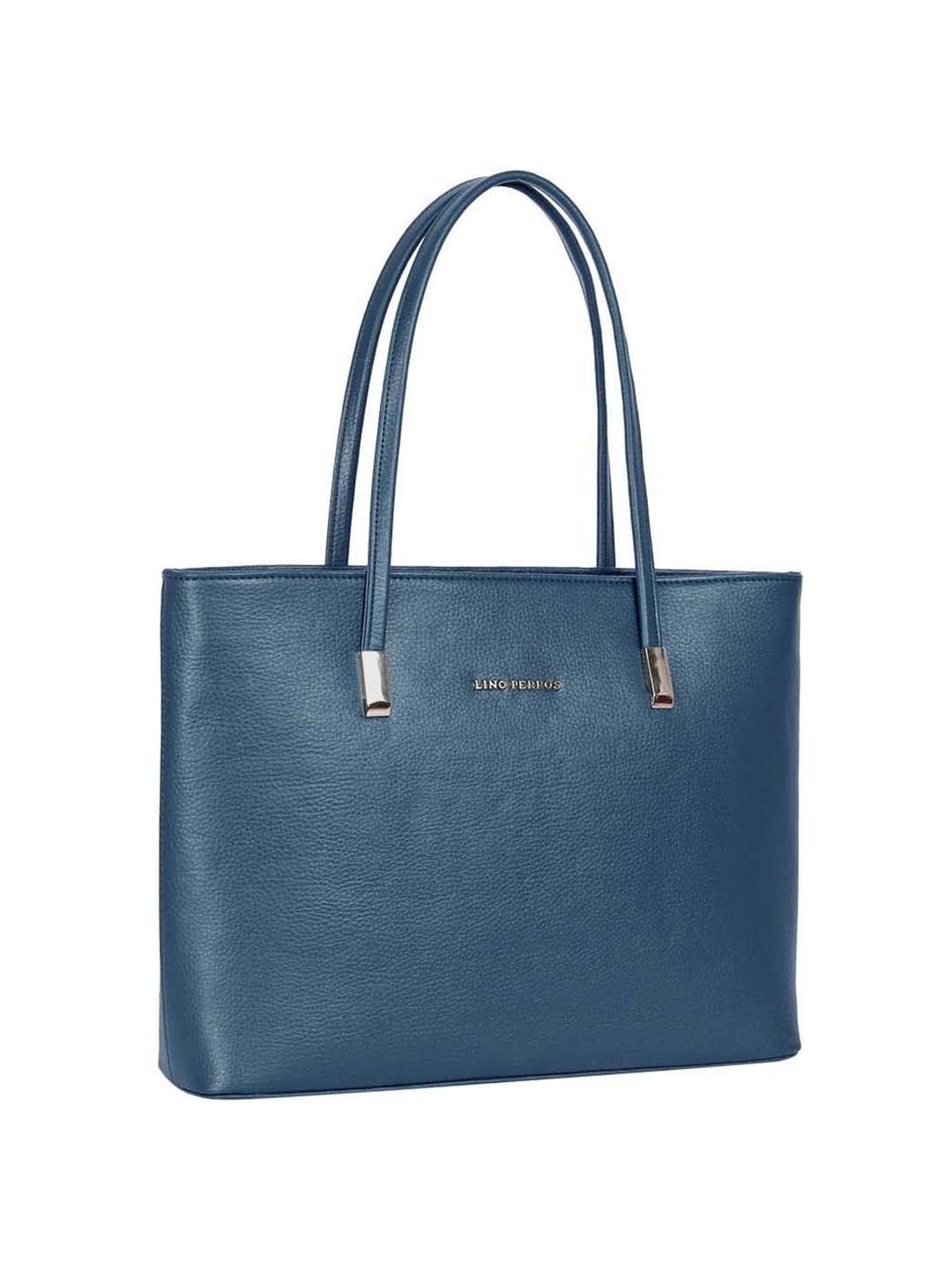 Lino Perros Teal Solid Large Tote Handbag