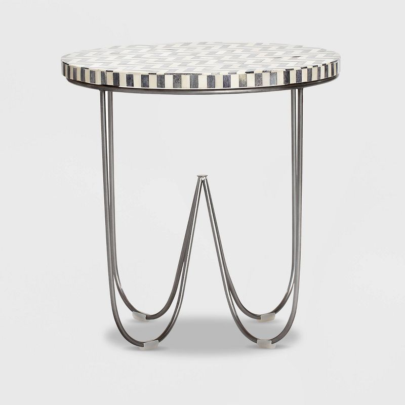 Zahra Round Side Table Black/White - Adore Decor