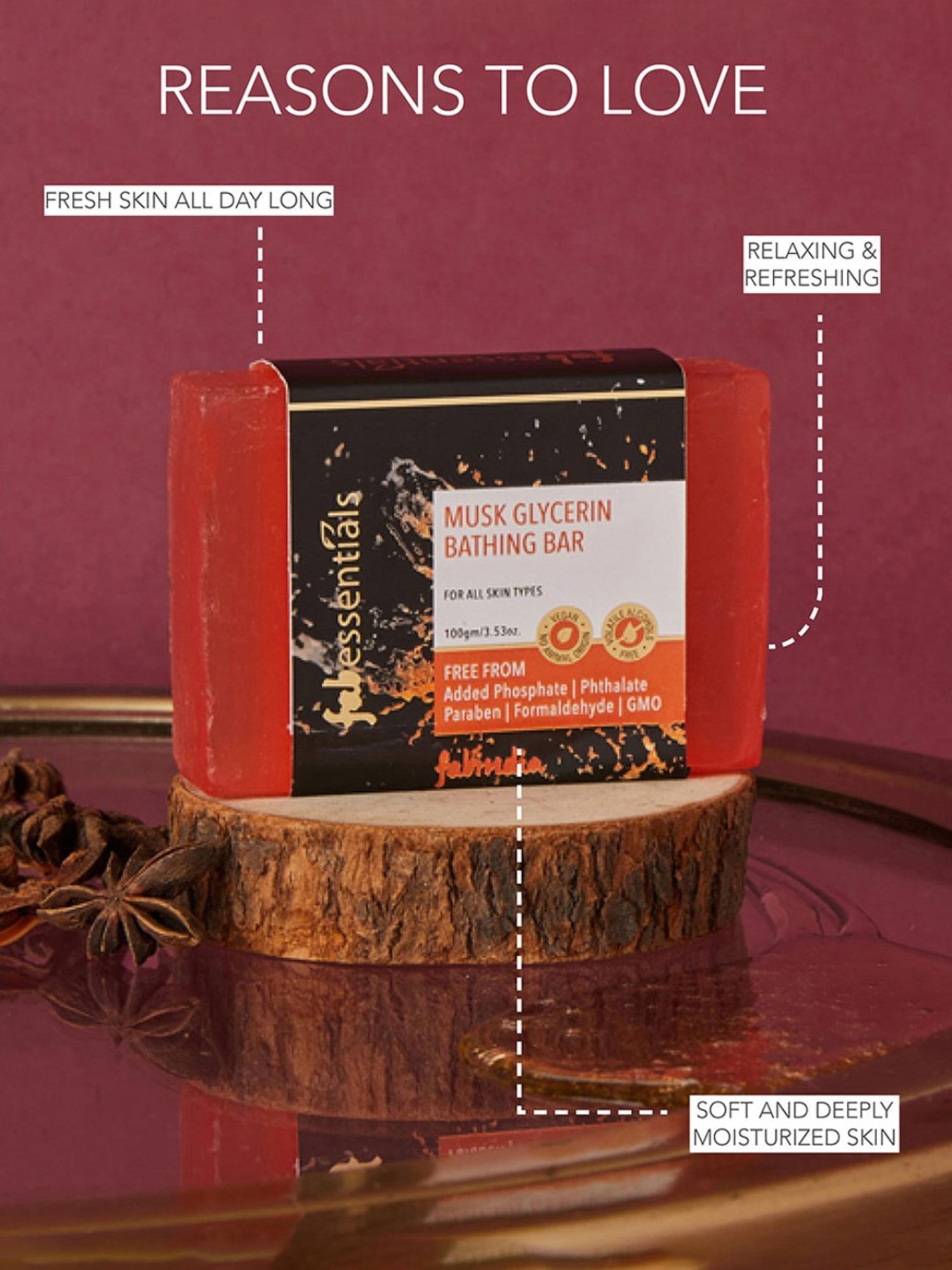 Fabessentials Musk Glycerin Bathing Bar  - 100 gm