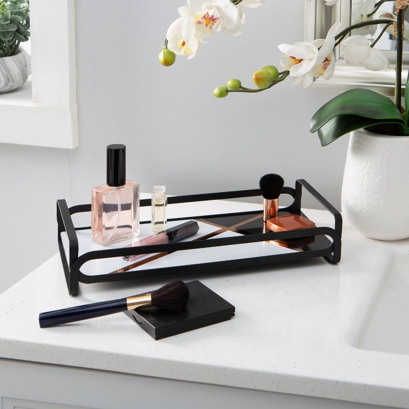 Block Print Vanity Tray Matte Black - Bath Bliss