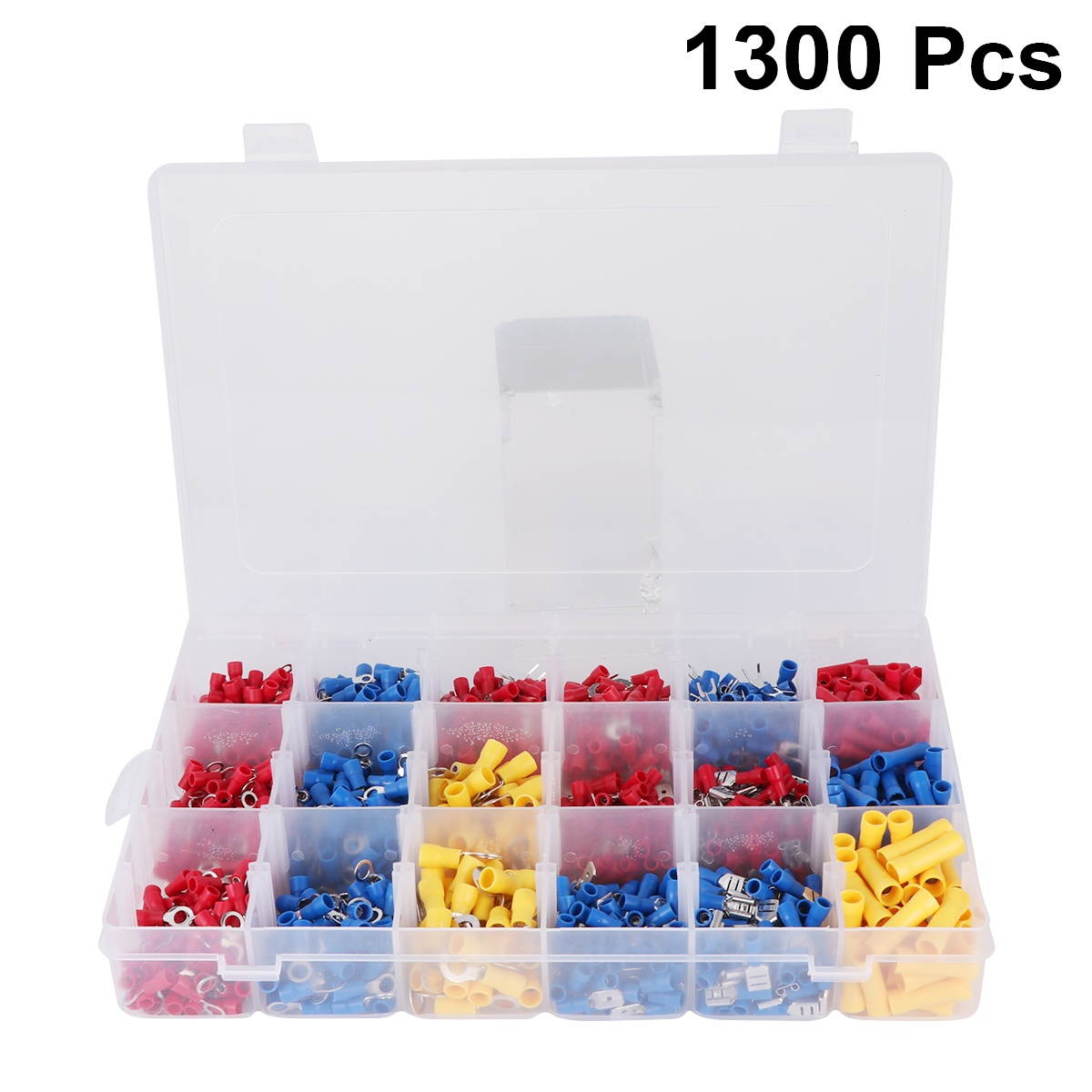 1300pcs Copper Amphenol Connector Heavy Duty Wire Lugs Battery Cable Closed Ends Bare Copper Eyelets Tubular Ring Terminal Connectors