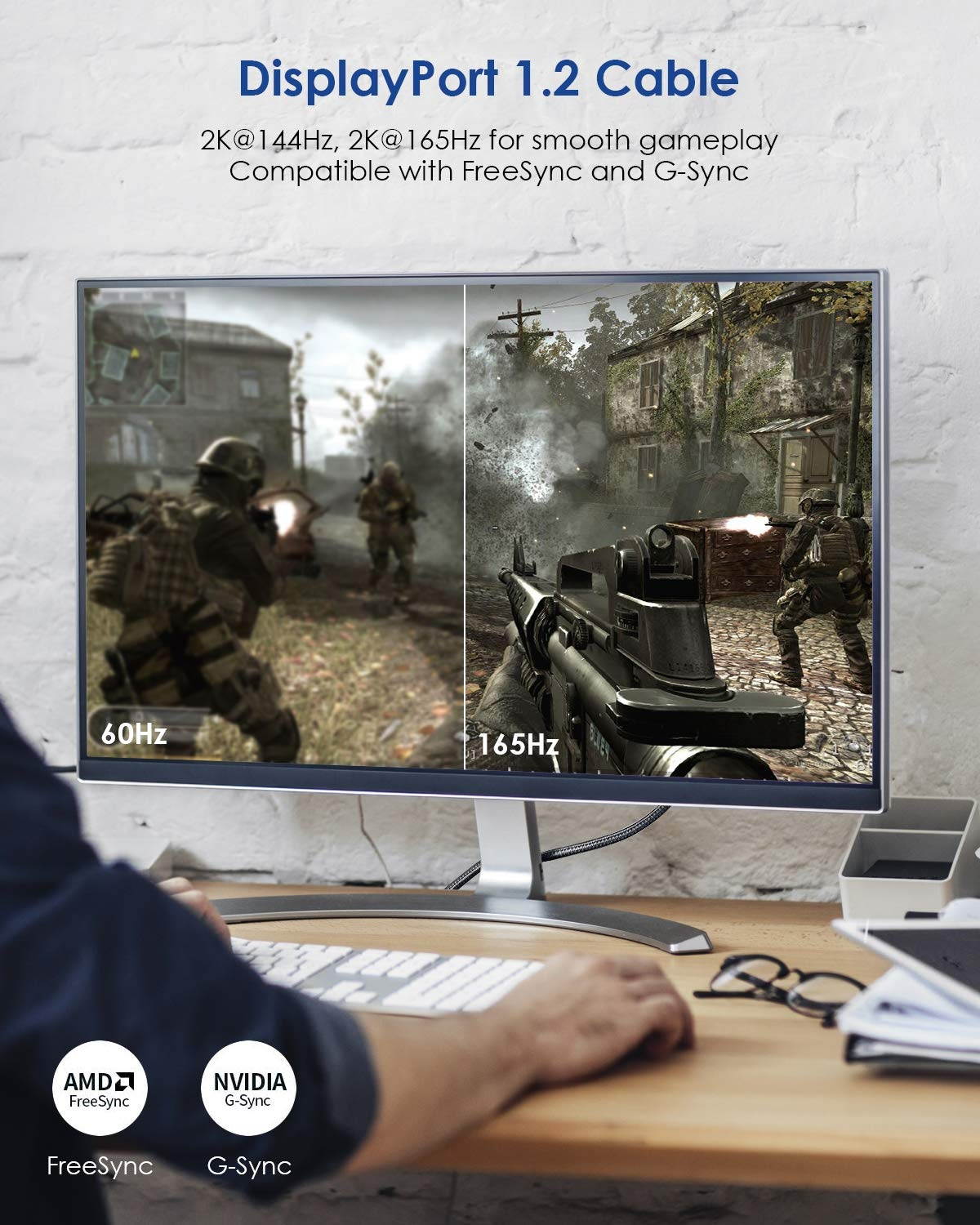 DisplayPort Cable 10ft Silkland DP Cable 3M [4K@60Hz 2K@165Hz] Braided Display Port 1.2 Cable 2K@144Hz High Speed DisplayPort Cable 4K Compatible for PC Laptop Gaming Graphics Card