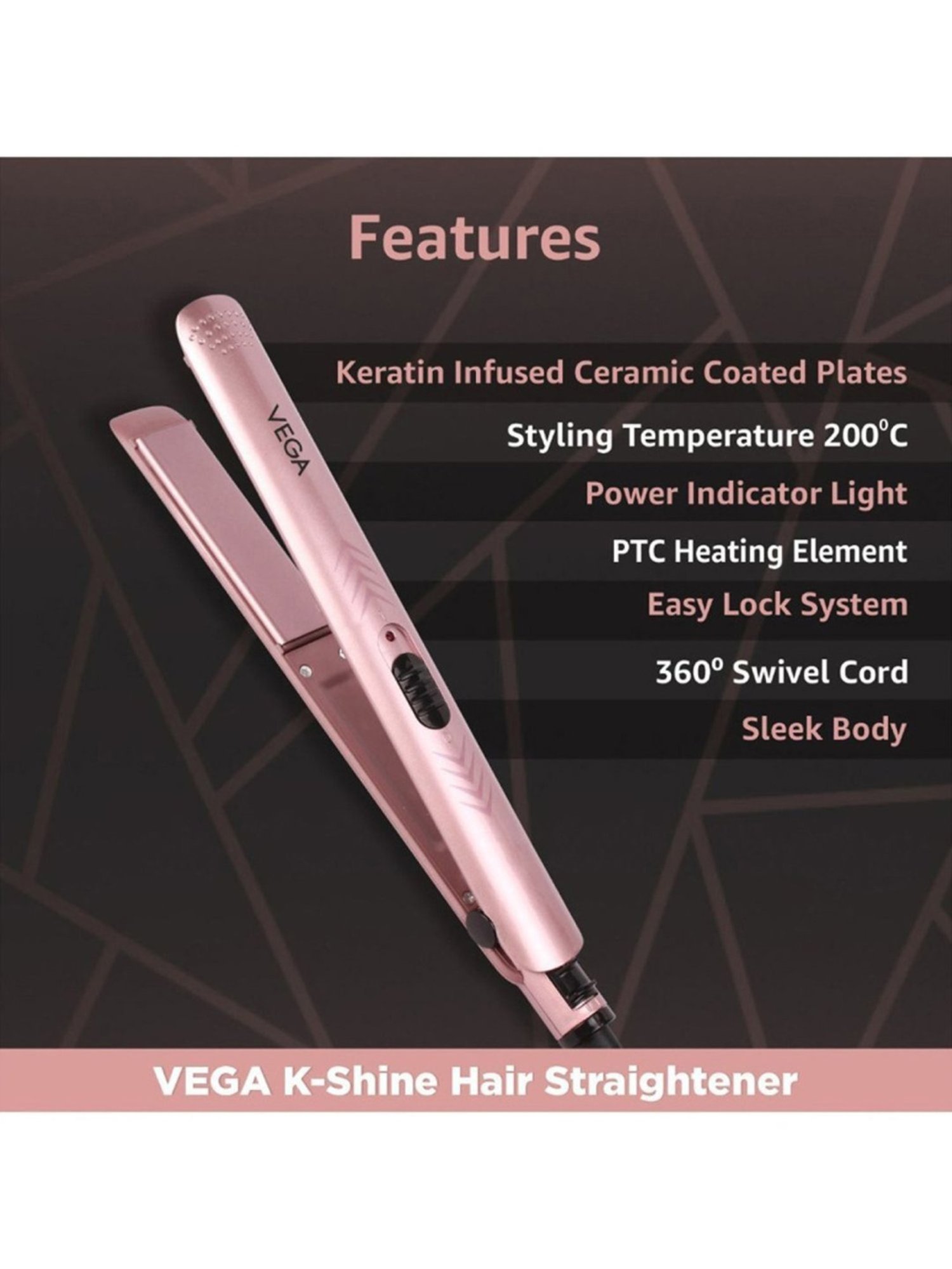 Nova NHC-522CRM Professional Hair Straightener (Black)