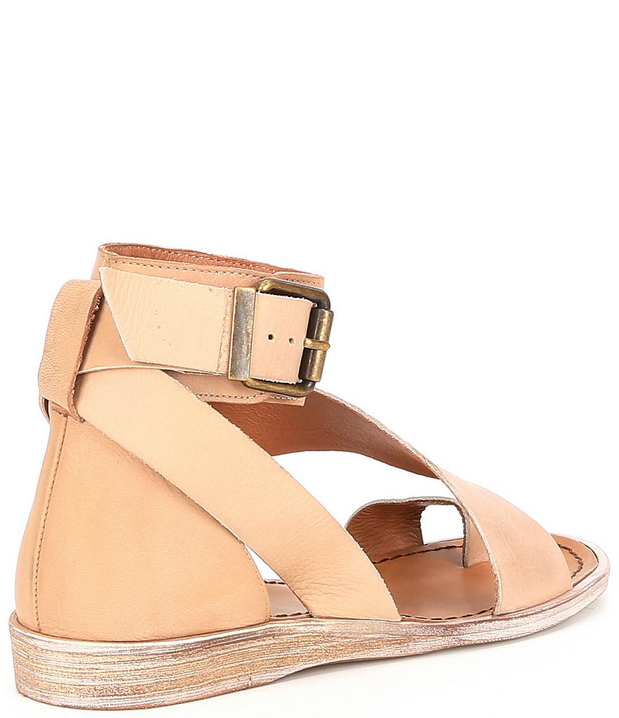 Free People Vale Leather Asymmetrical Toe Loop Ankle Strap Sandals