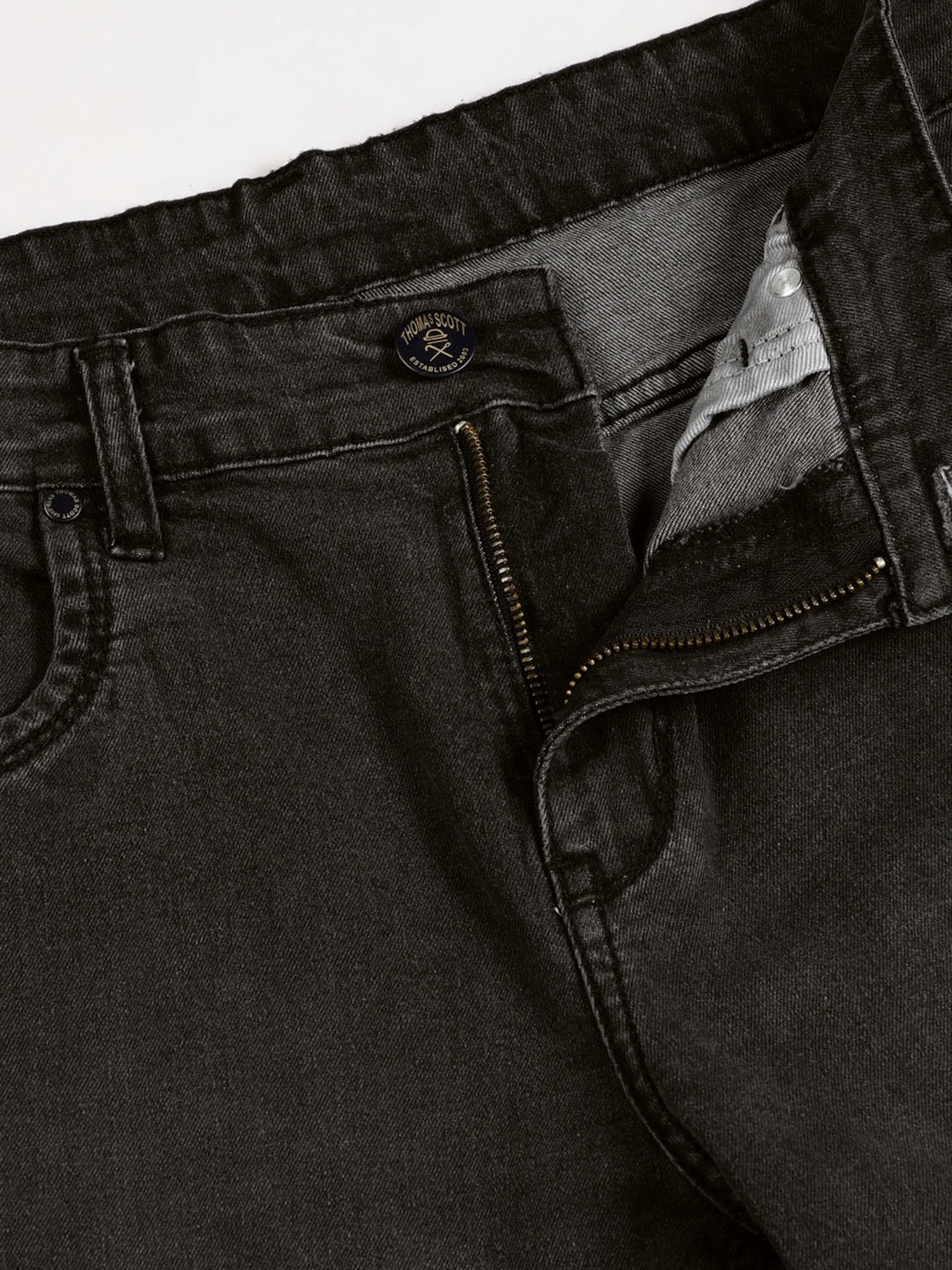 Thomas Scott Black Slim Fit Lightly Washed Jeans