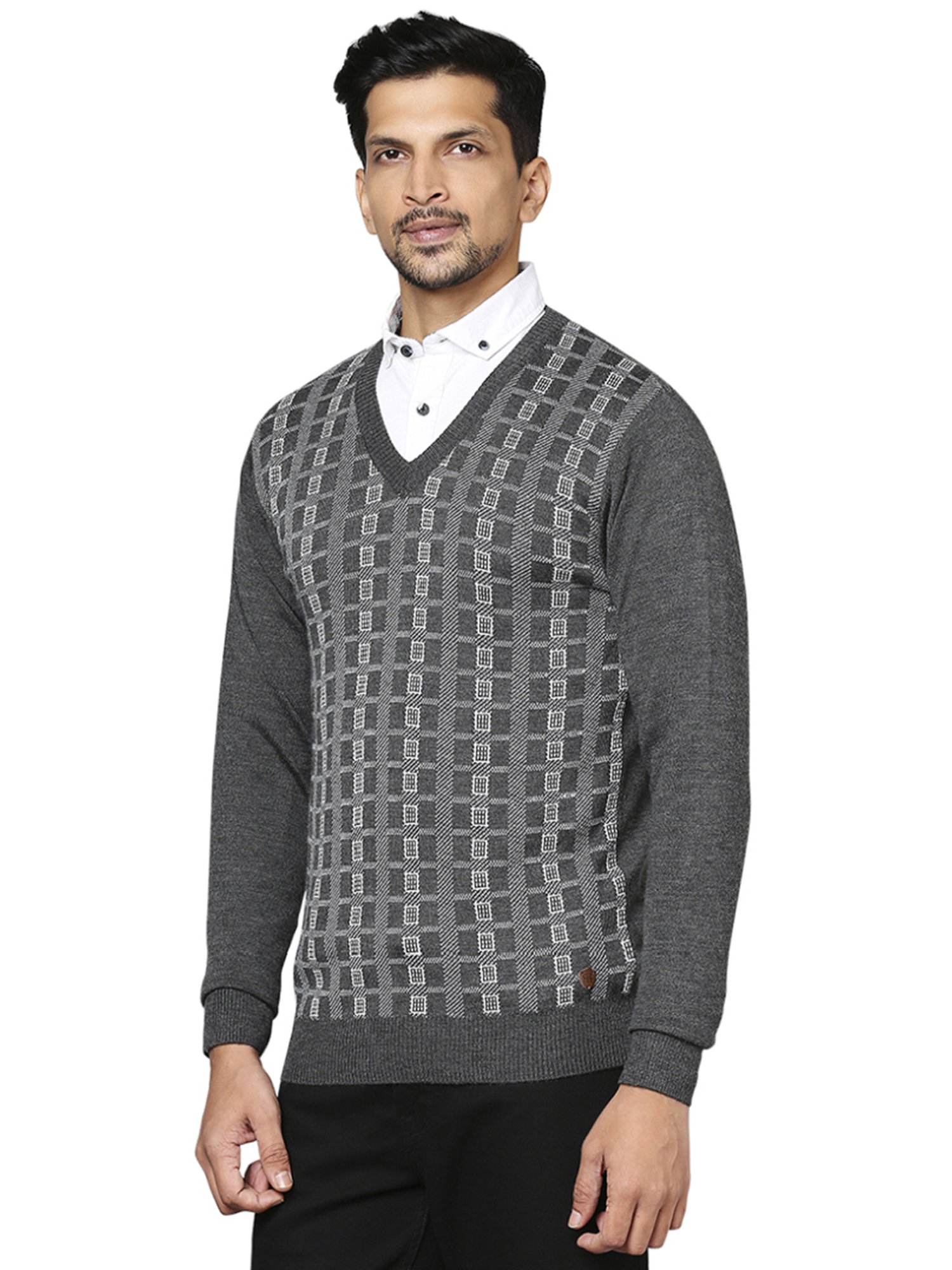 Raymond Grey  Regular Fit Printed Sweaters