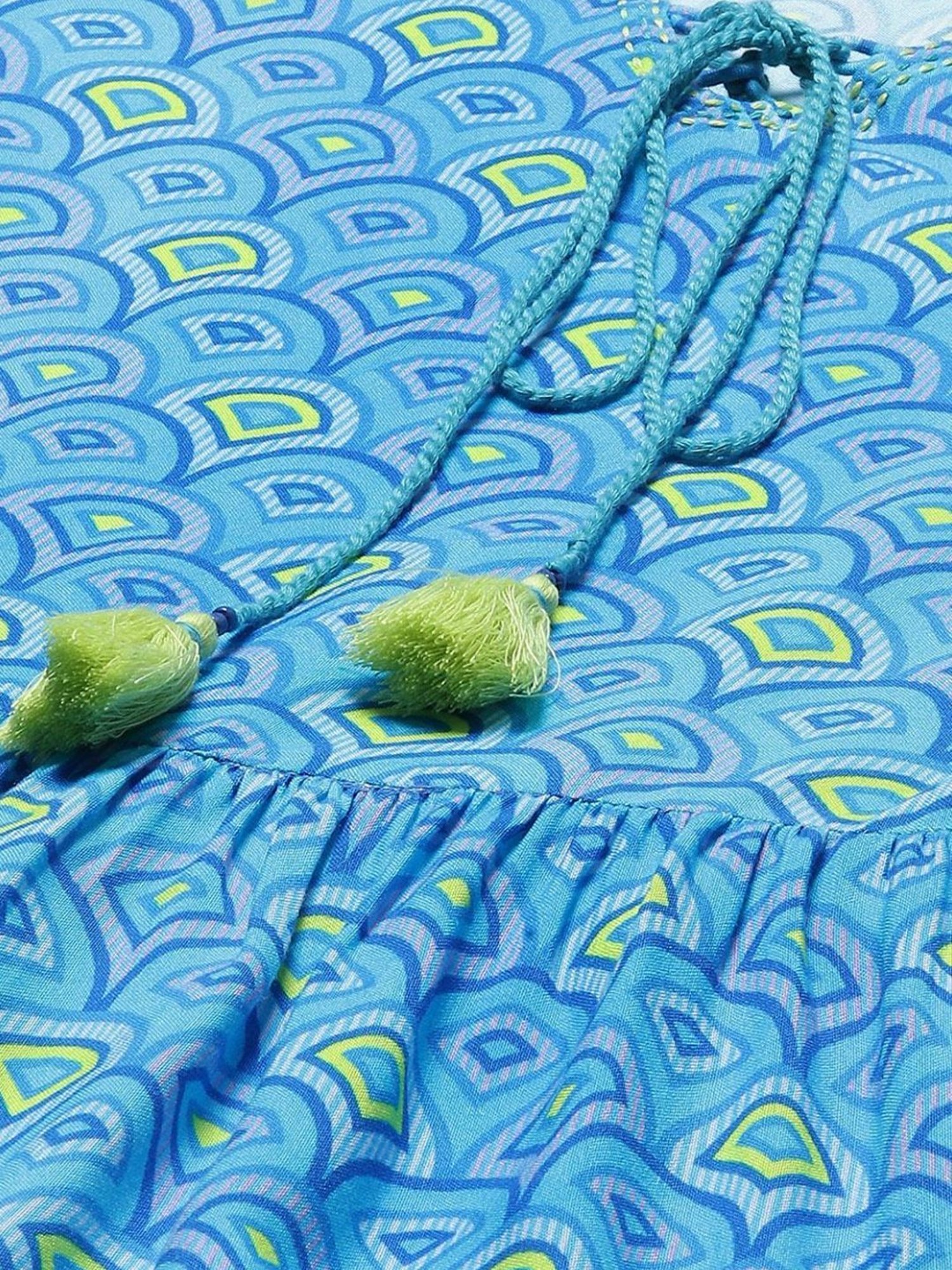 Rangriti Sky Blue Printed Tunic