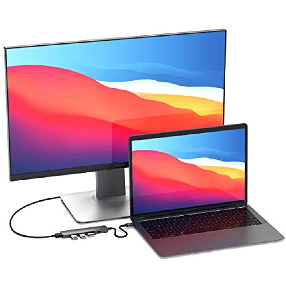 Satechi Slim Aluminum Type-C Multi-Port Adapter V2 with USB-C PD, 4K HDMI (30Hz), Micro/SD Card Readers, USB 3.0 - Compatible with 2020/2018 MacBook Pro, 2020/2019/2018 MacBook Air, 2020/2018 iPad Pro