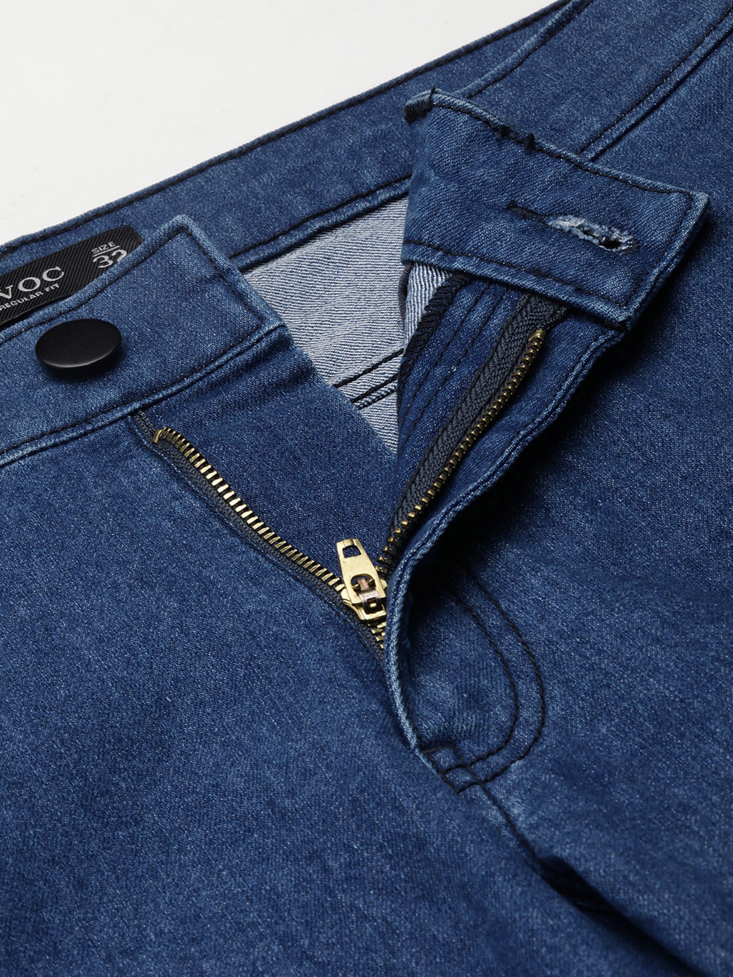 IVOC Medium Blue Regular Fit Lightly Washed Cargo Jogger Jeans