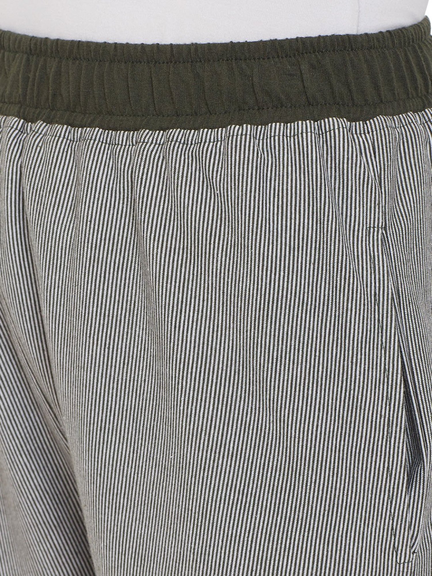 Okane Olive & White Striped Lounge Pants