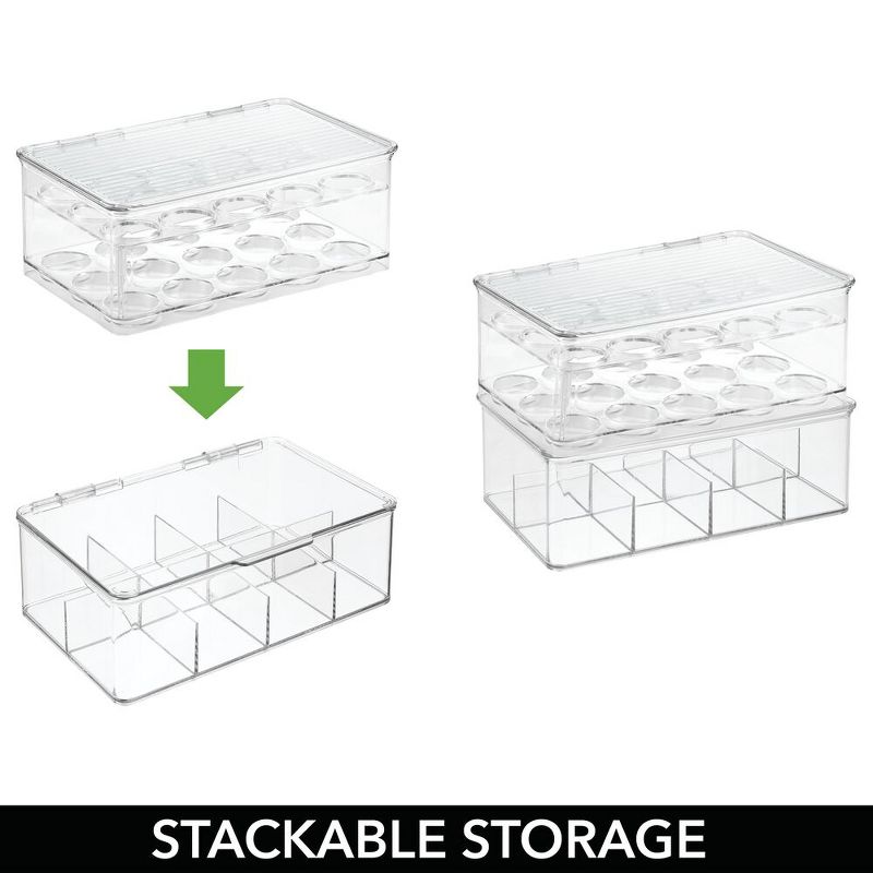 mDesign Plastic Stackable Kitchen Box for Coffee Pods, Tea Bags, Set of 2, Clear