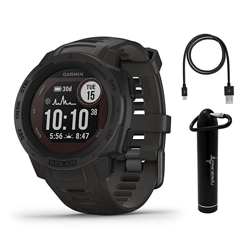 Garmin Instinct Solar Sportsman Camo Edition Premium GPS Smartwatch with Included  Power Bank Bundle (Graphite Camo)
